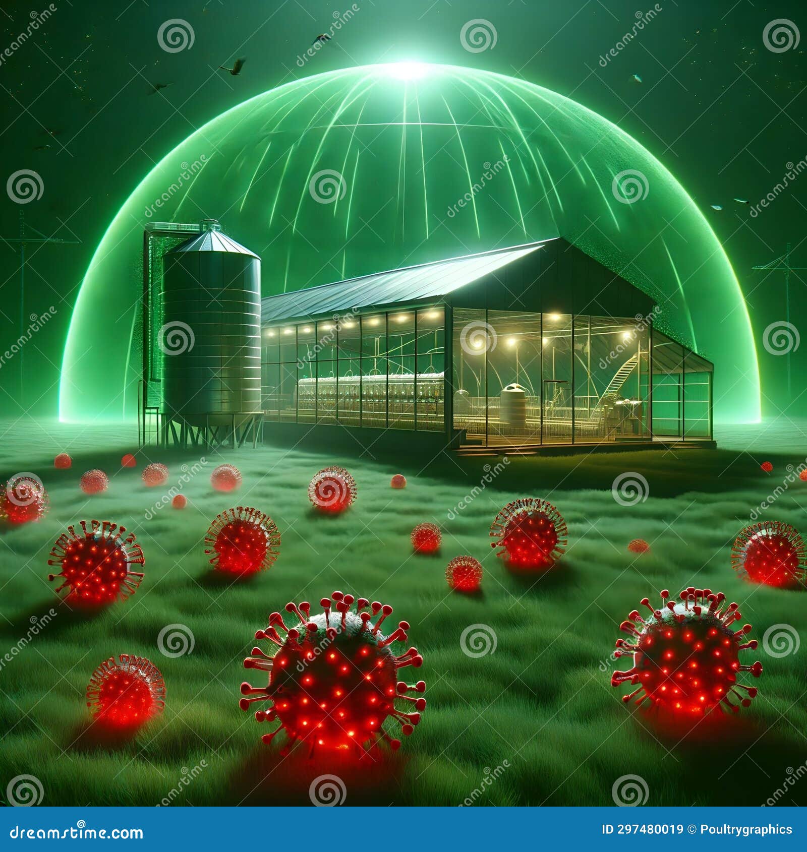 Shielded by Light a DomeCovered Chicken House Representing Immune