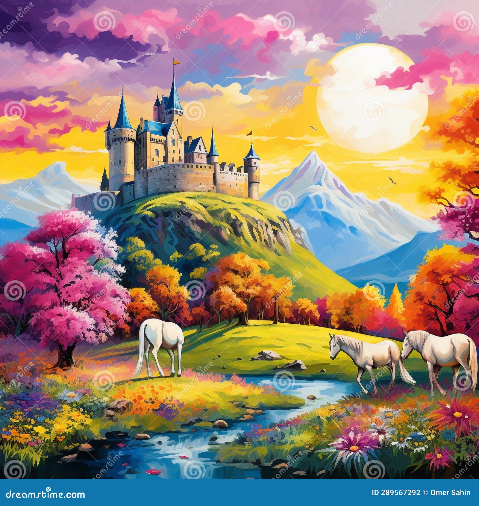 Edinburgh’s Golden Castle: Where Unicorns Roam Free Stock Photo - Image