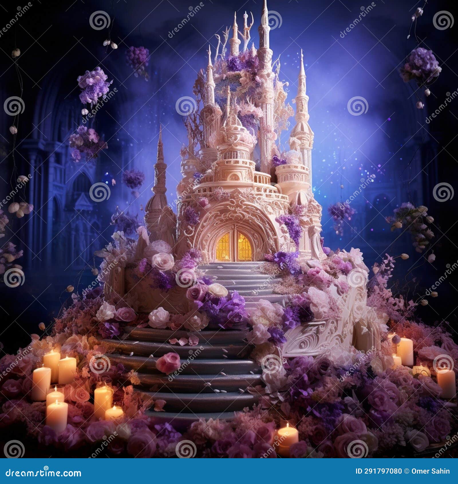 extravagant cake served in a fairytale-inspired setting