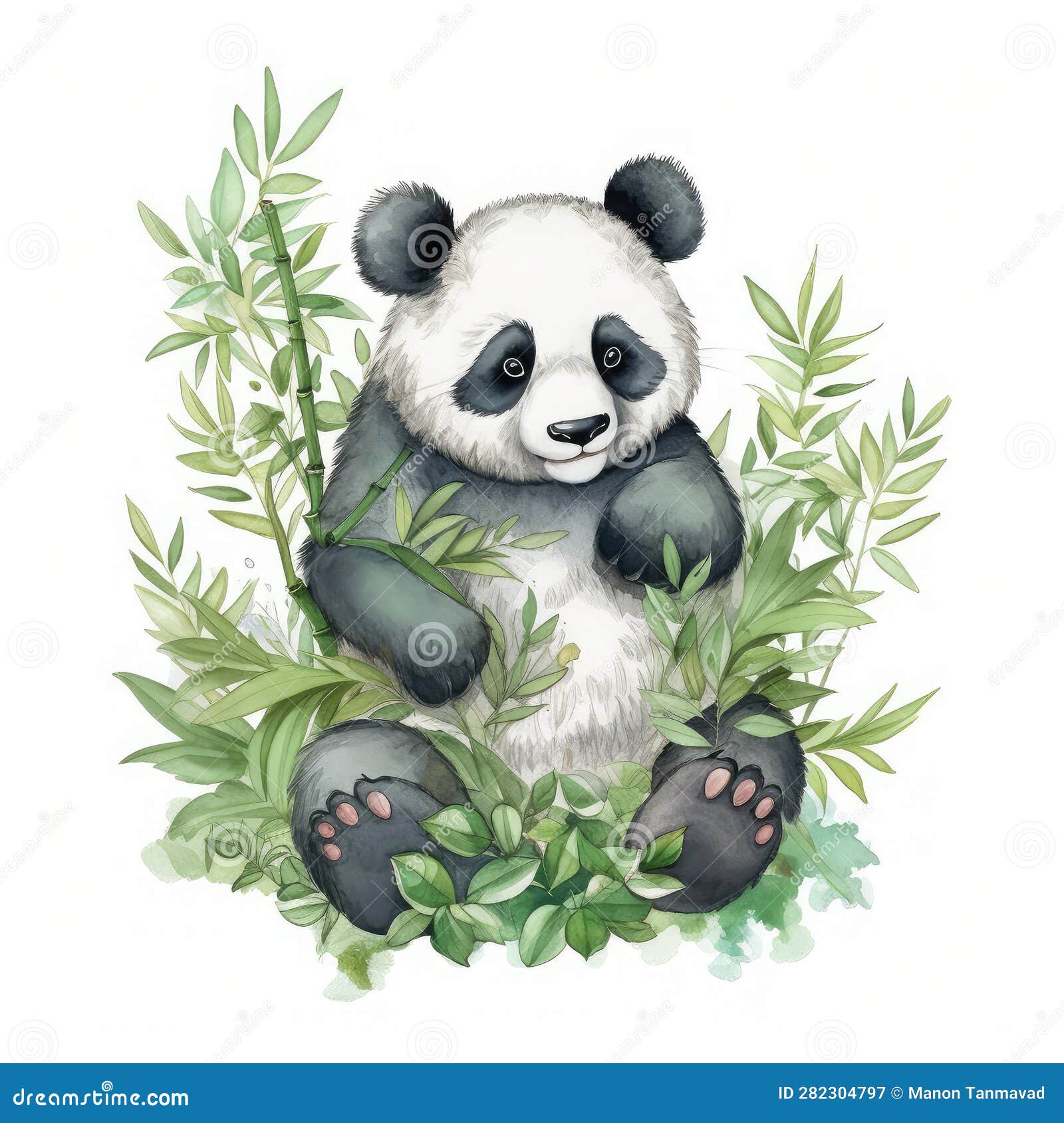 panda in serene harmony bamboo haven playful sublimation watercolor clipart