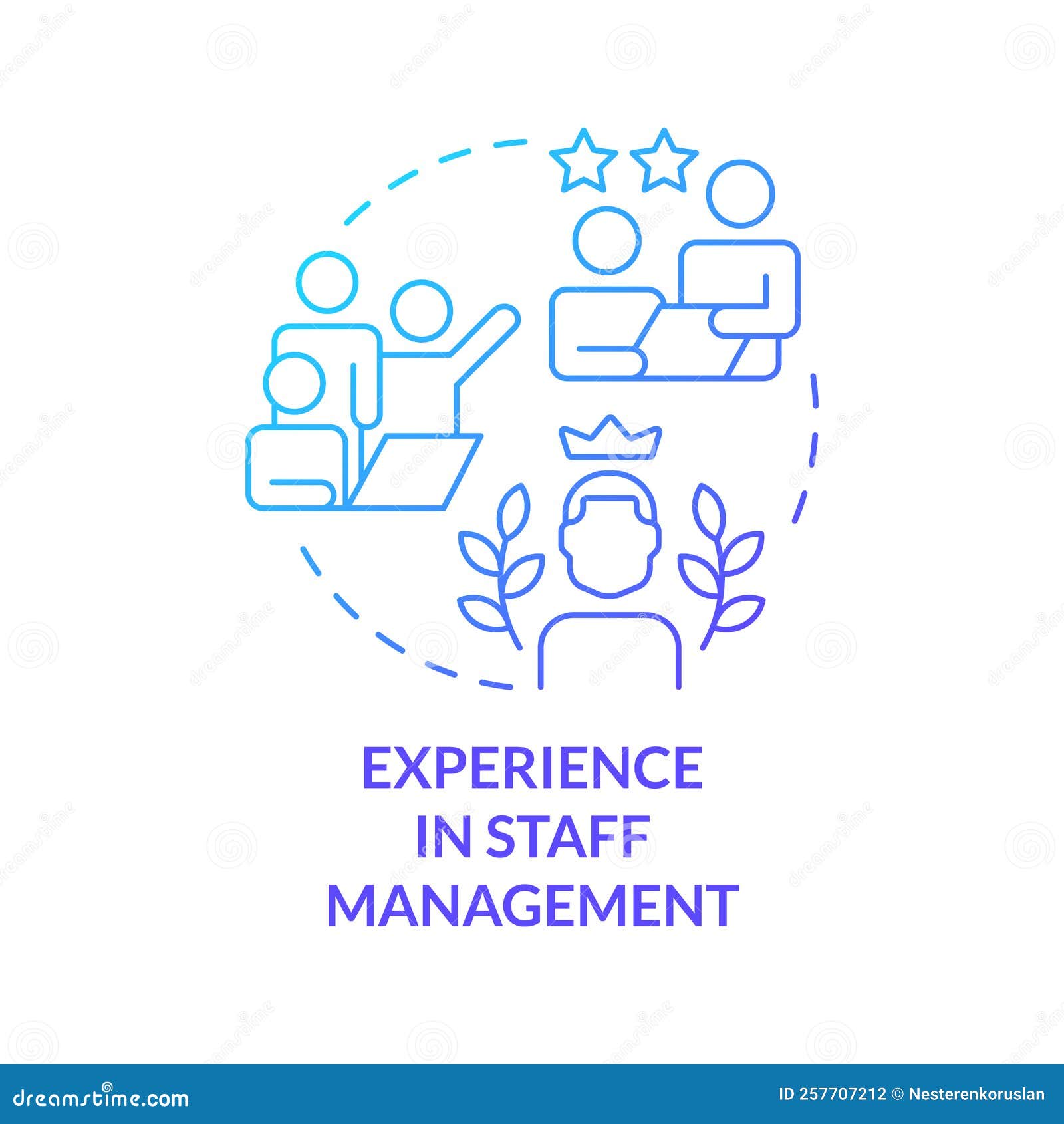 Experience in Staff Management Blue Gradient Concept Icon Stock Vector
