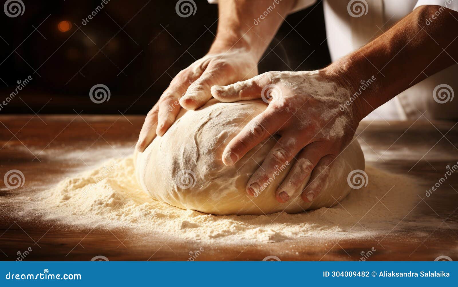 experienced baker s hands skillfully kneading dough for authentic artisan bread making