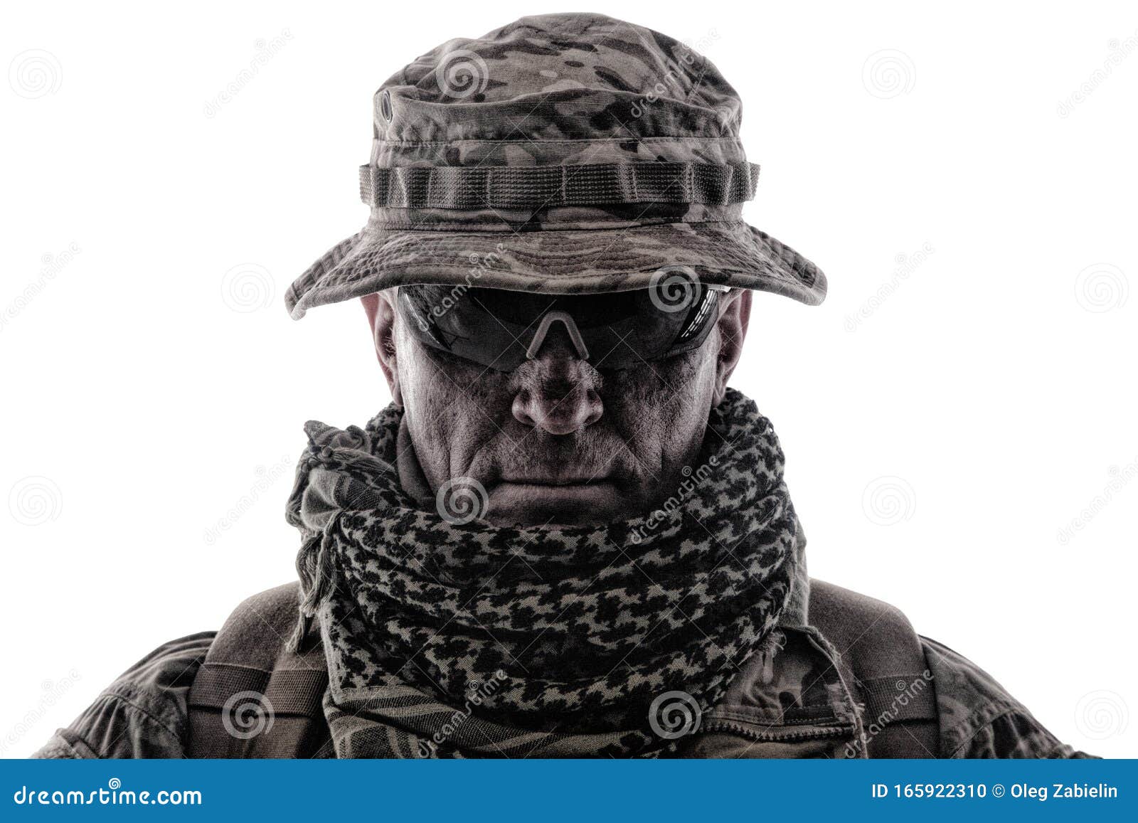 experienced commando army military soldier studio portrait
