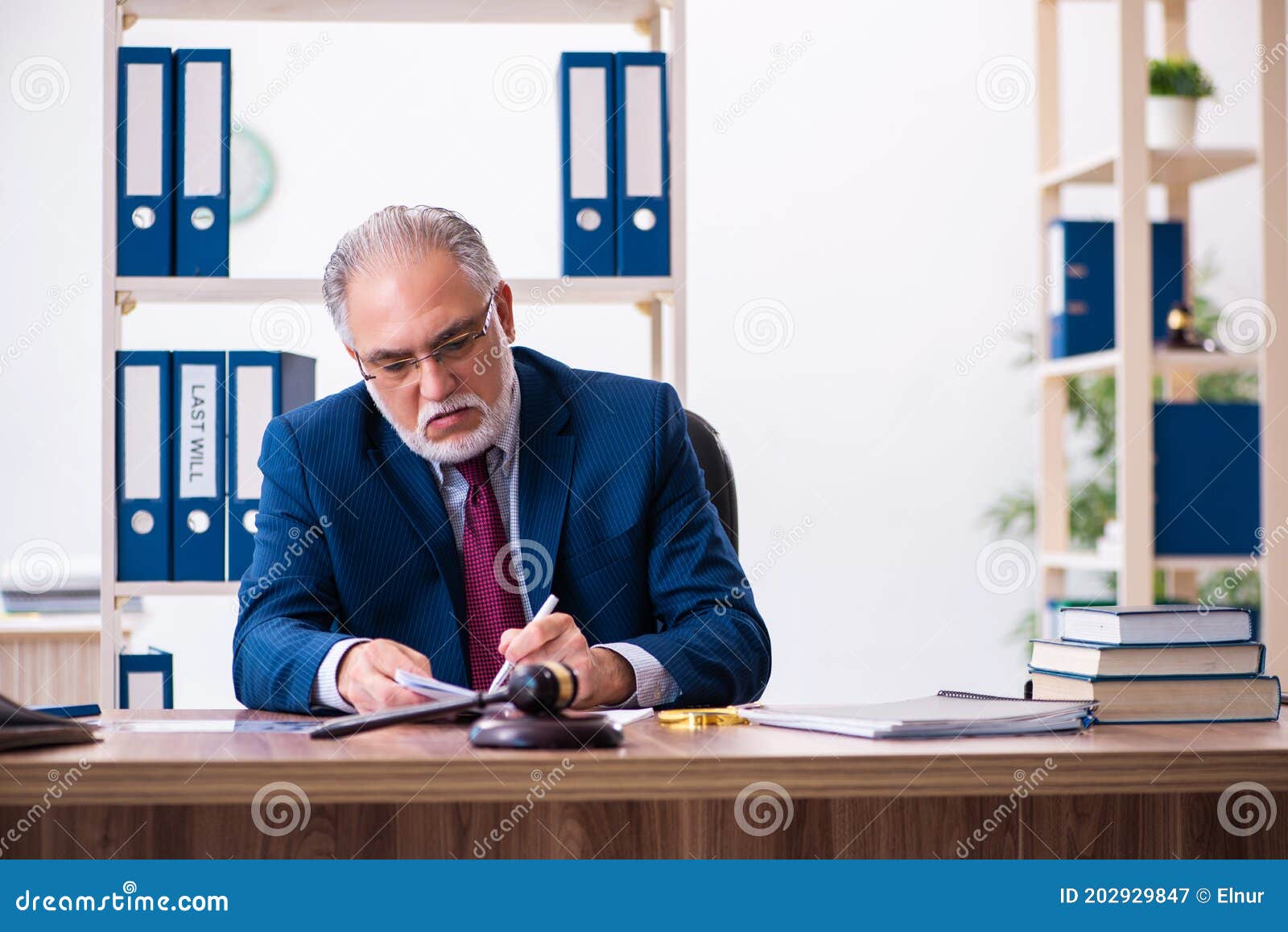 Experienced Male Judge Sitting in the Office Stock Image - Image of ...