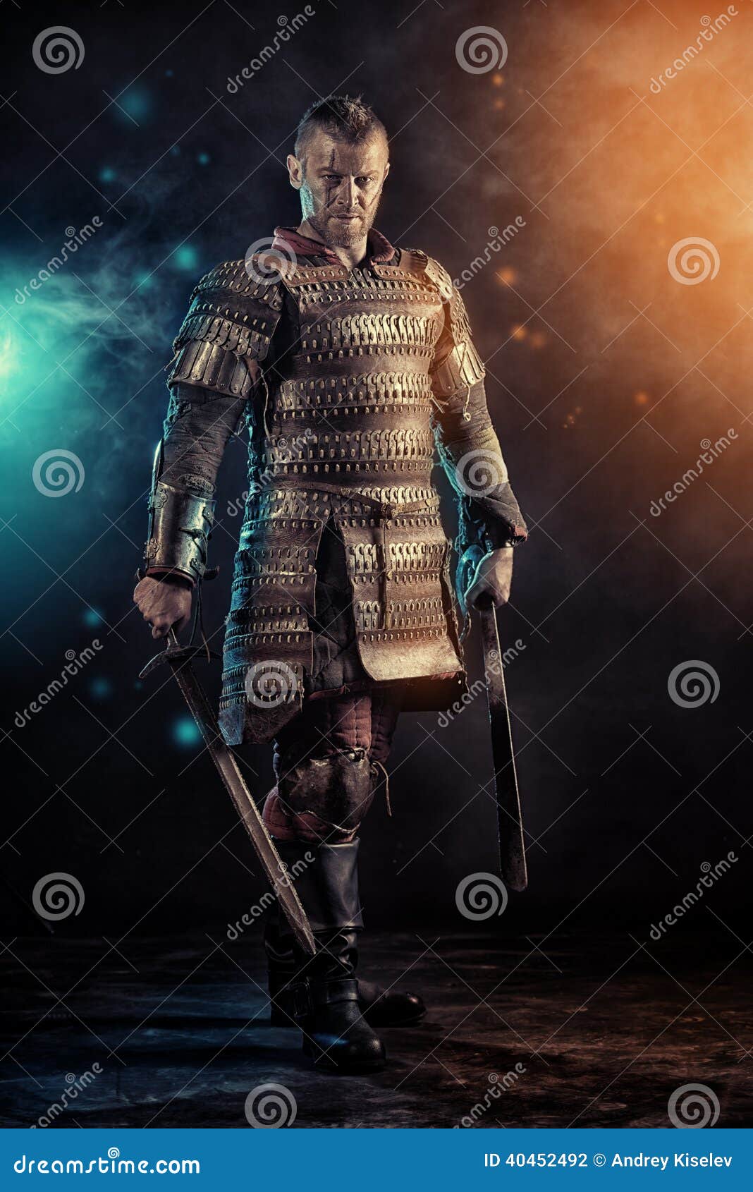 Medieval Warrior with Chain Mail Armour and Sword Stock Photo - Image of  antique, face: 69526962