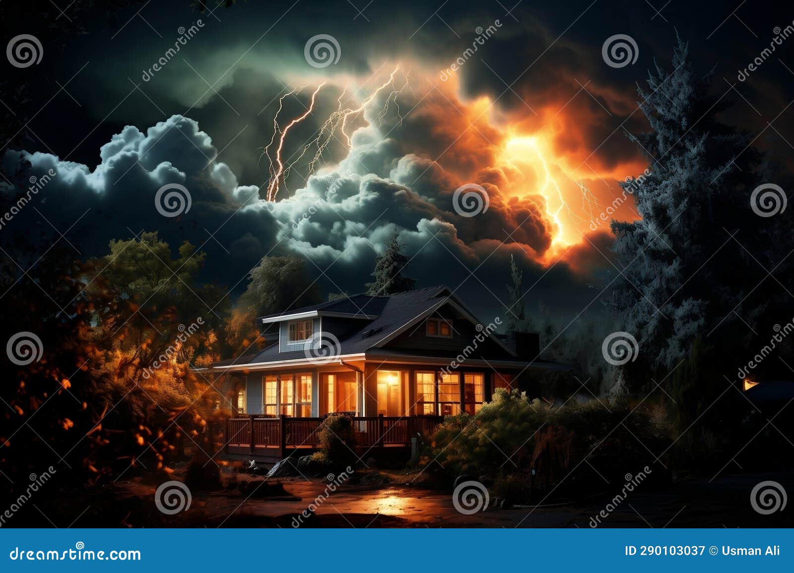 experiencing a homebound thunderstorm with lightning. ai