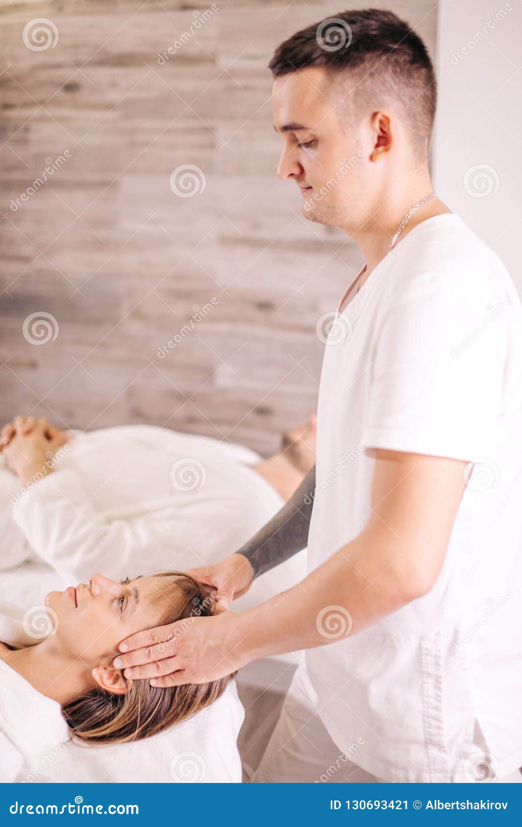 Maseur Experiensed Masseur is Concentrated on His Work Stock Image - Image of