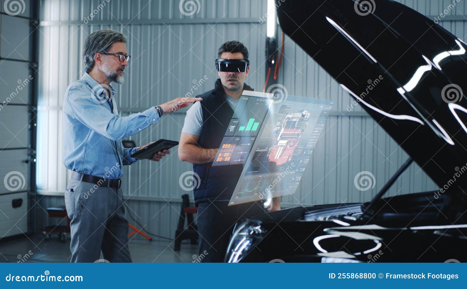 Experts diagnose the car stock photo. Image of engineer 255868800