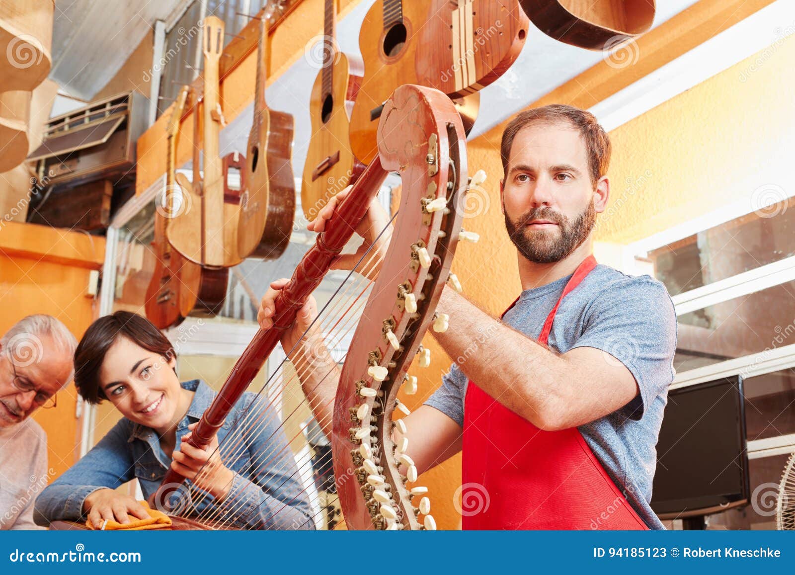 Experts Repairing Harp with Care Stock Image Image of guitar, instrument 94185123