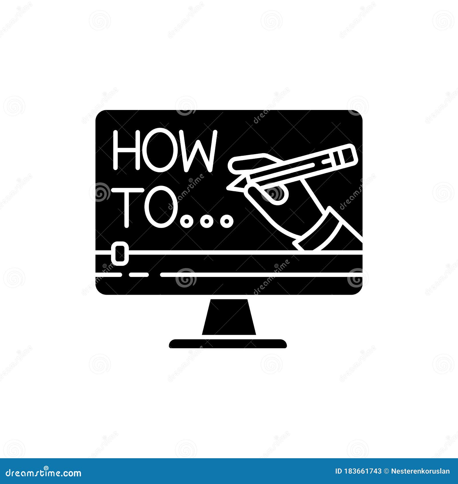 explainer video black glyph icon