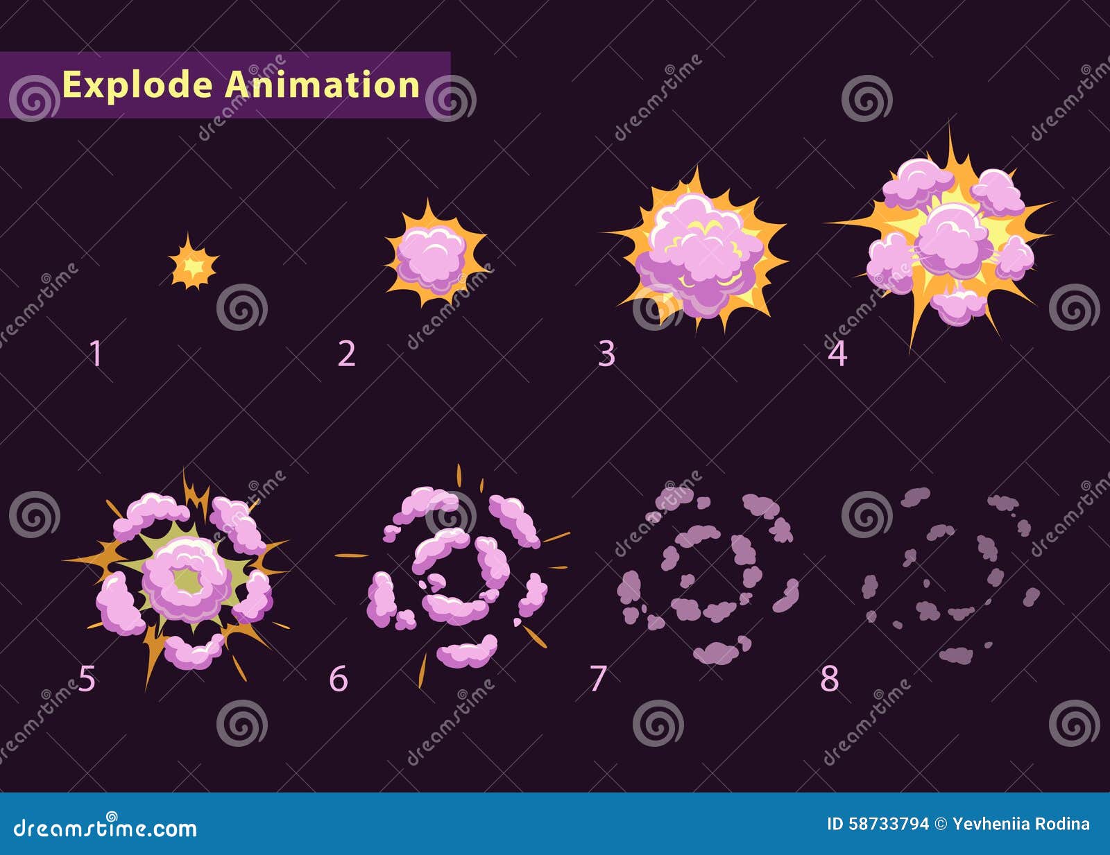 explode effect animation with smoke