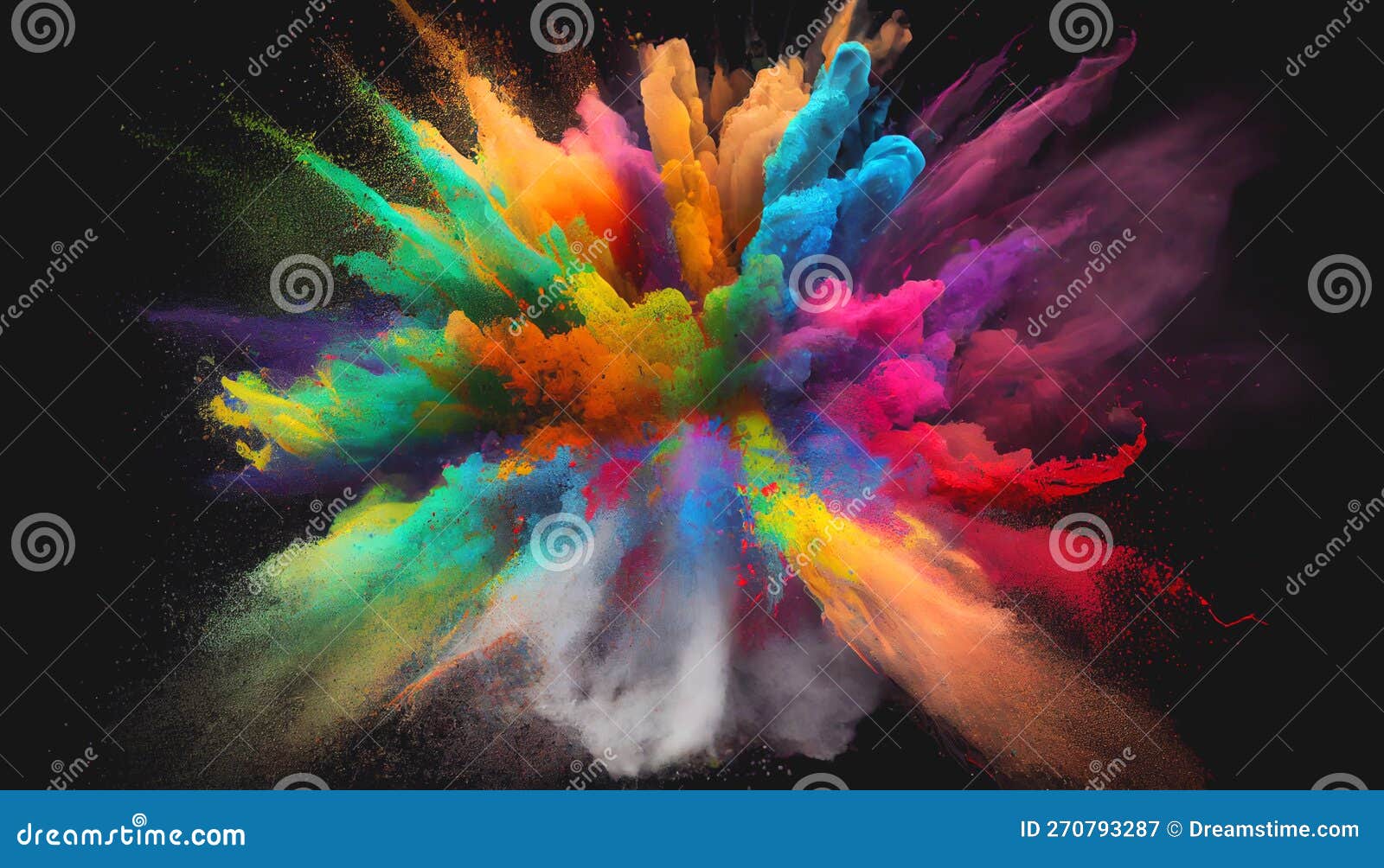 Exploding Explosion of Colourful Dust Paint Powder Stock Illustration