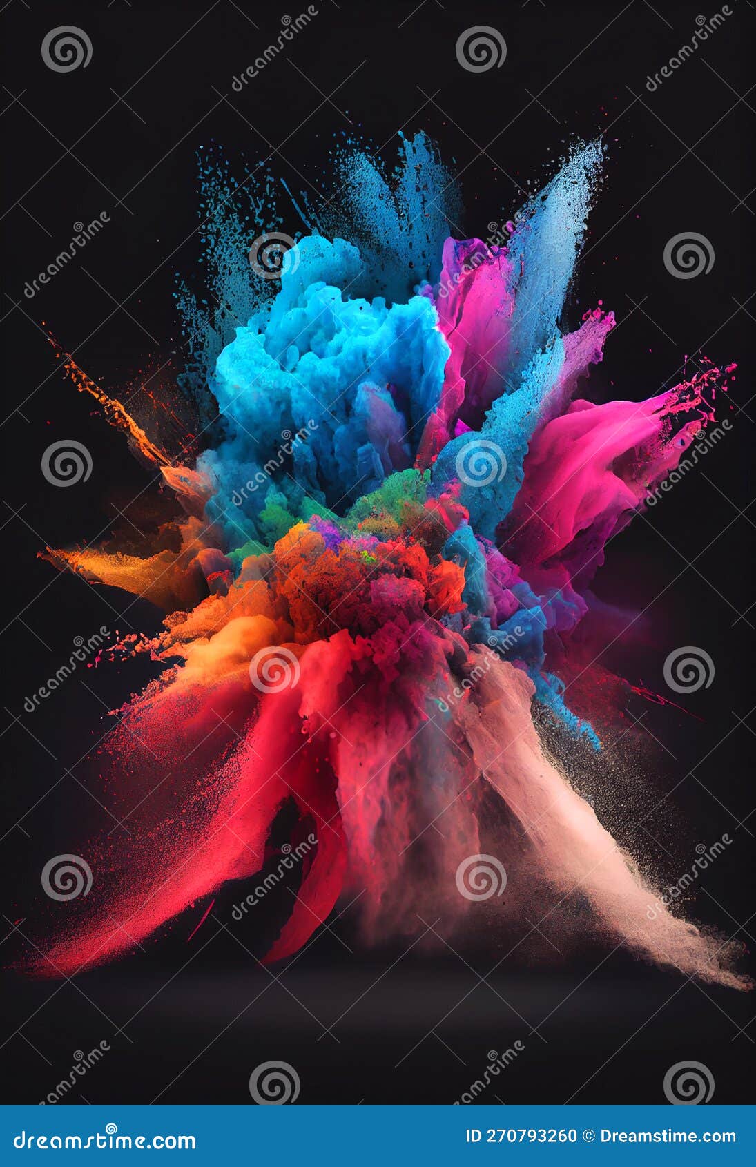 Exploding Explosion of Colourful Dust Paint Powder Colorful Stock