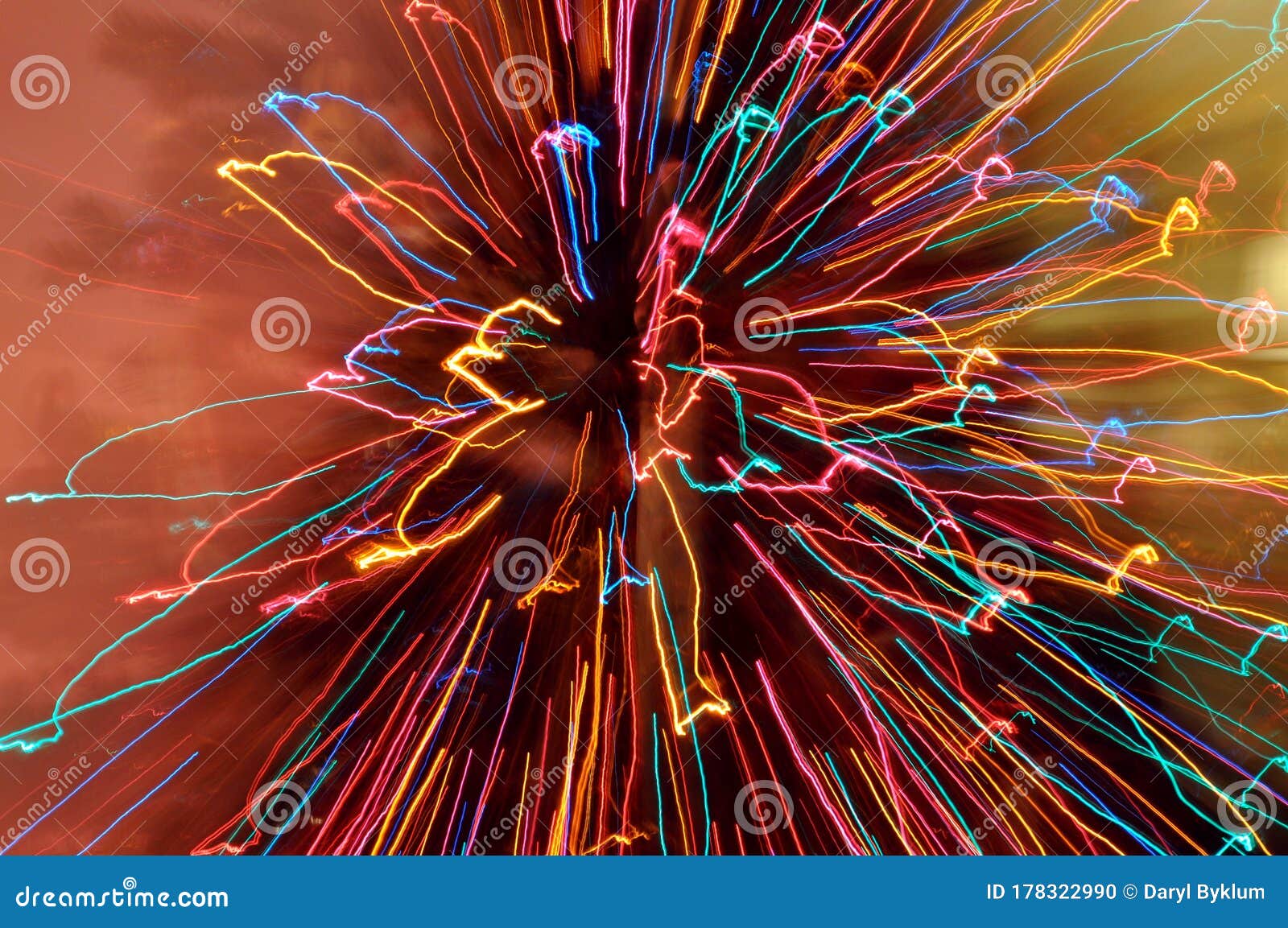 Bright Lights Explode in a Psychedelic Burst of Color Stock Photo