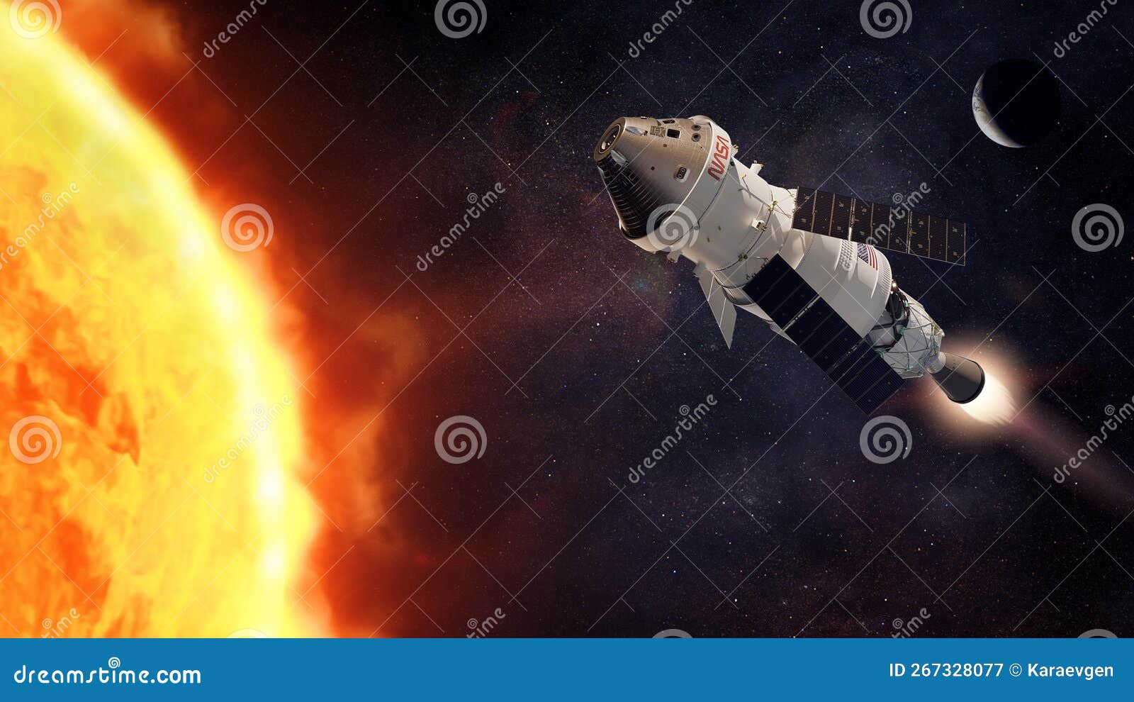exploration mission of orion spacecraft into deep space. s of this image furnished by nasa