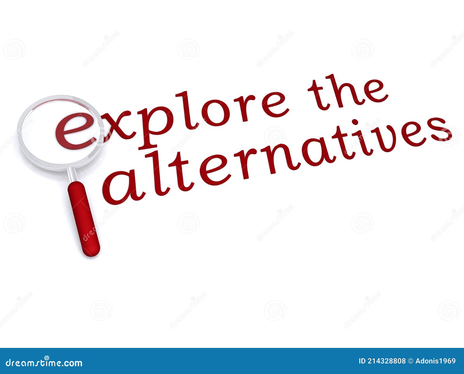 Explore The Alternatives With Magnifiying Glass Stock Photo