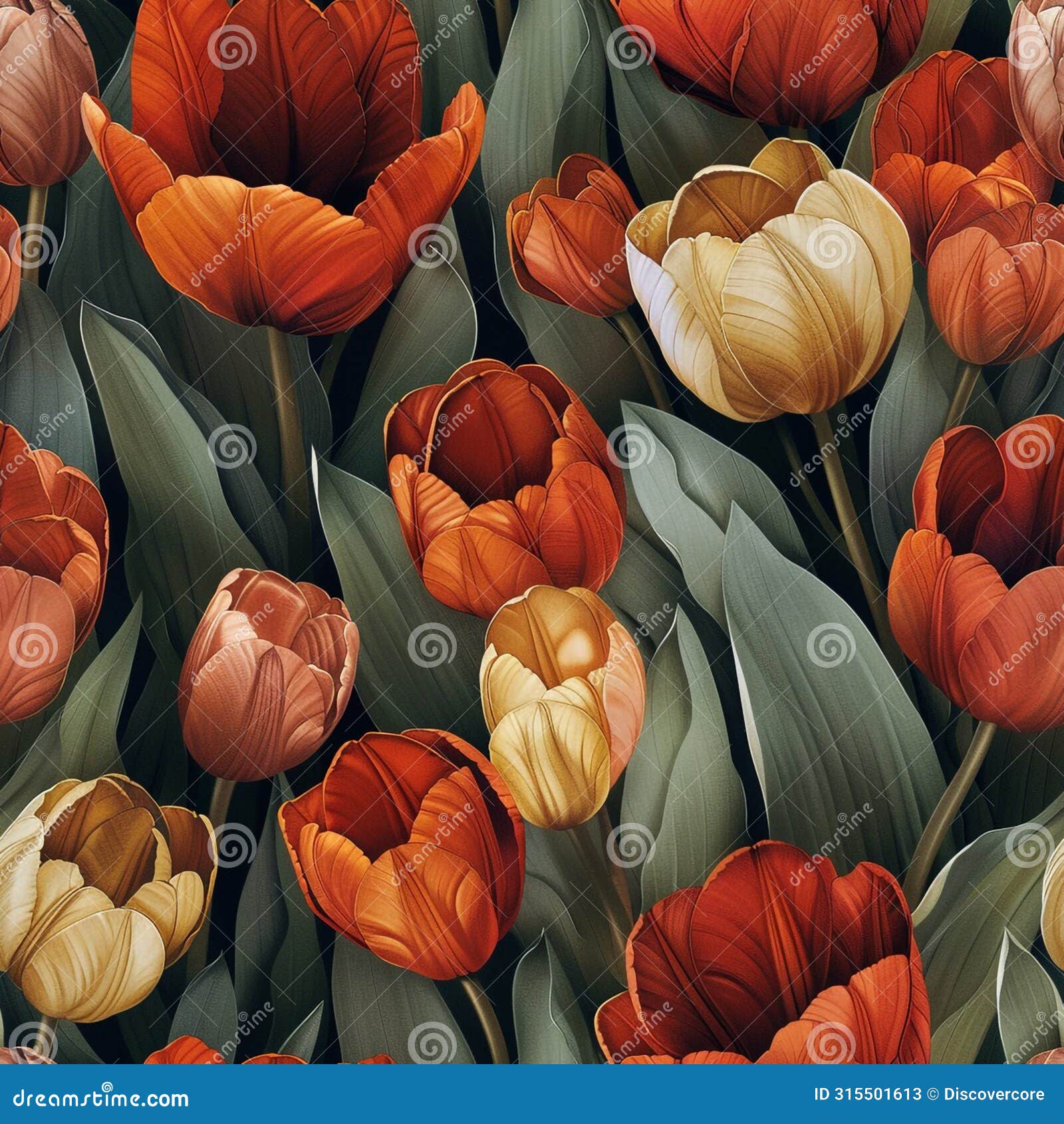 vibrant tulip field - seamless floral background for creative 