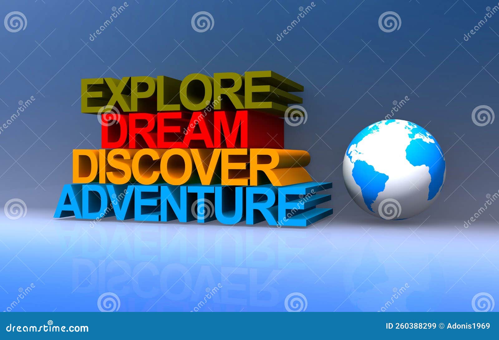 Explore Dream Discover Adventure on Blue Stock Illustration