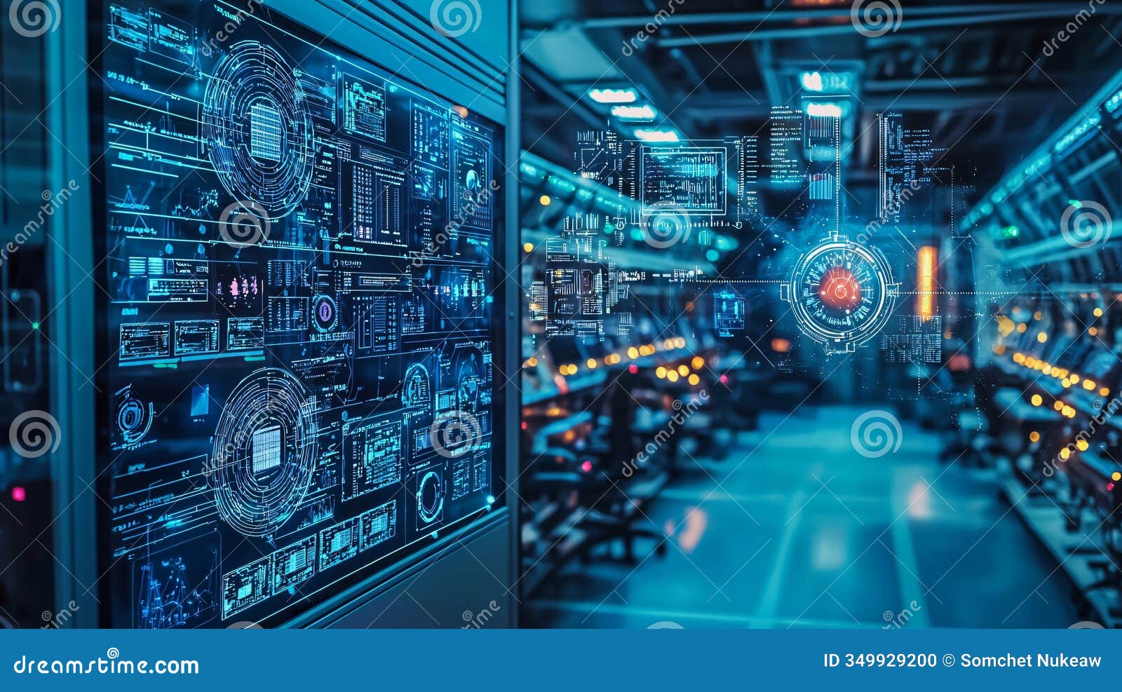 explore the future of health data analysis in a cyberpunk-inspired facility with advanced technology and dynamic interfaces