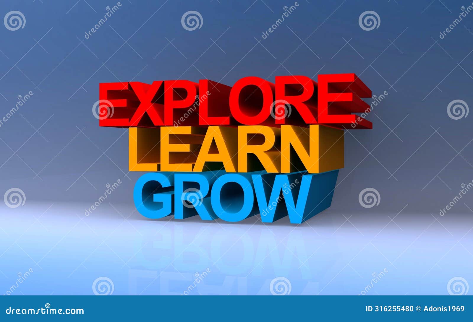 explore learn grow on blue