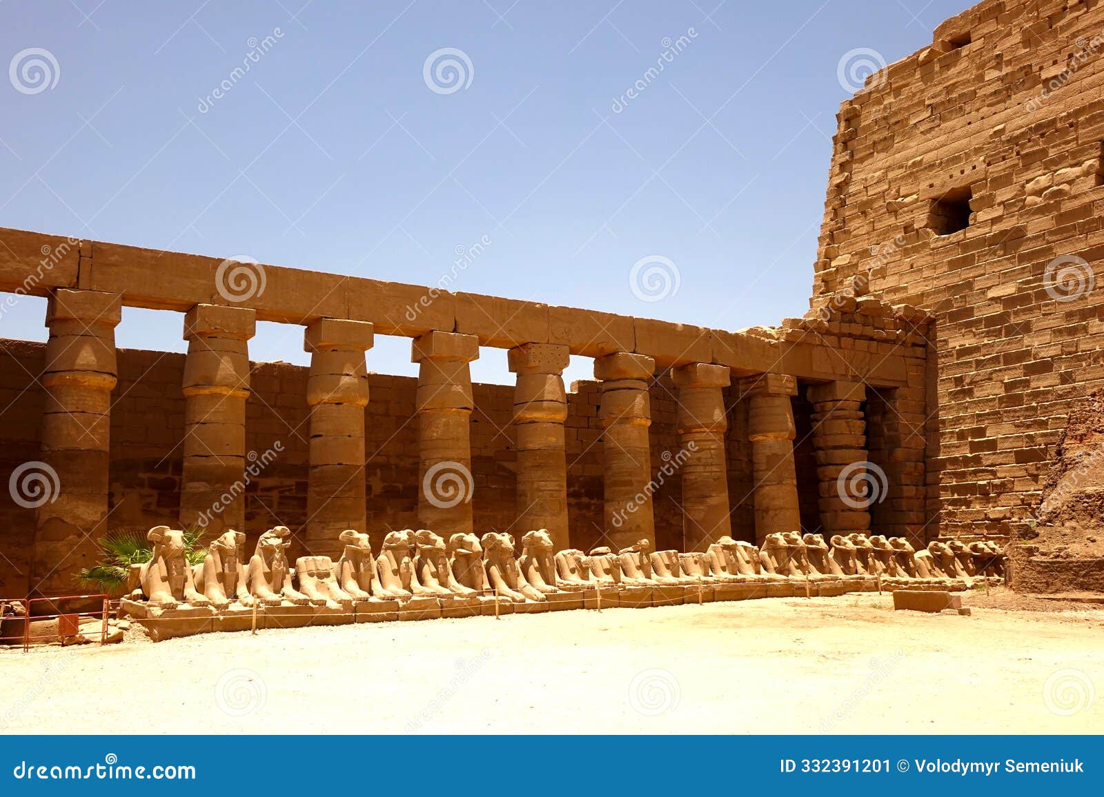 ancient statue of horus guarding the mortuary temple of hatshepsut in egypt valley of the kings