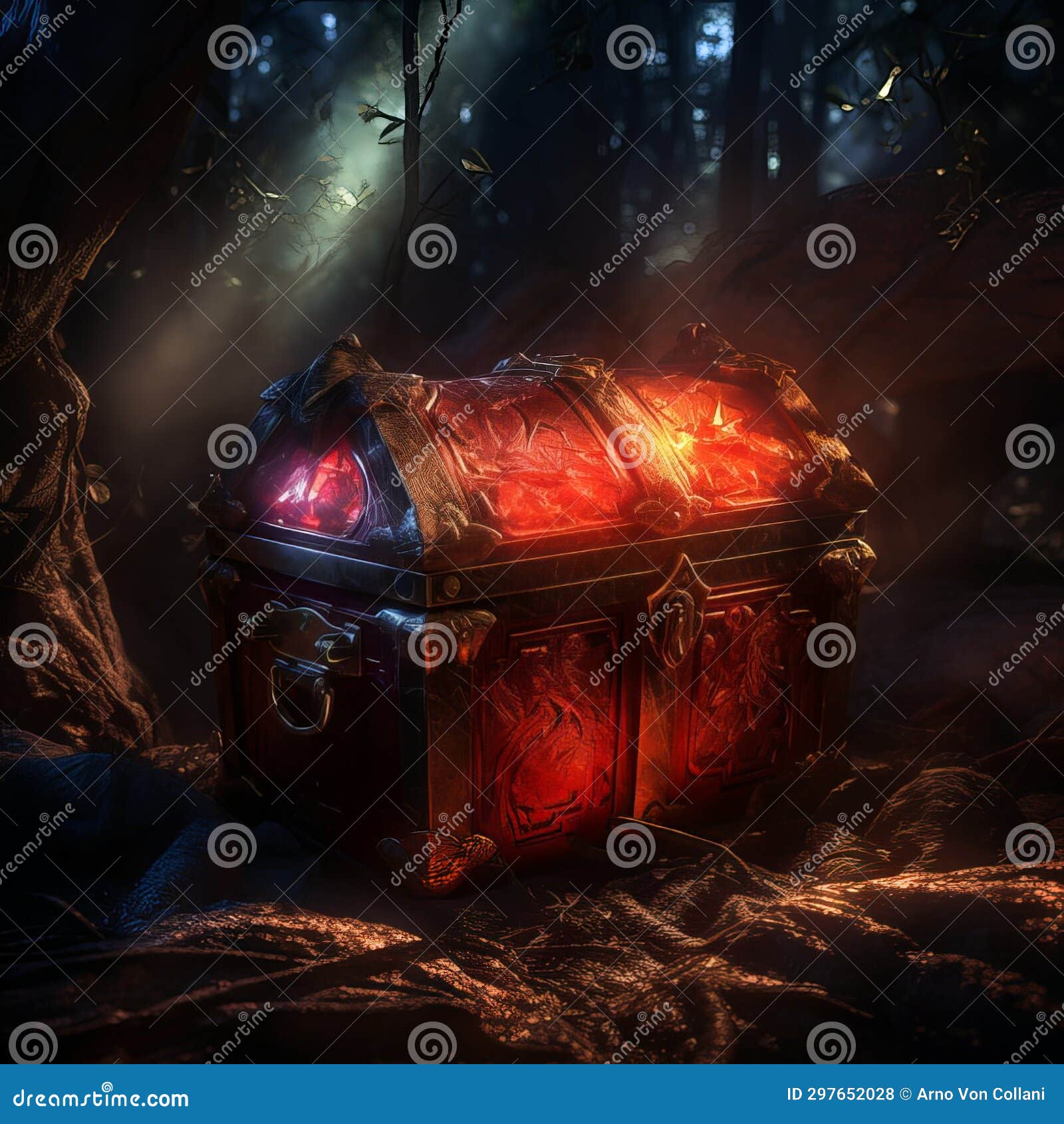 Enigma of the Grove Mystical Red Chest Illuminates Enchanted Forest