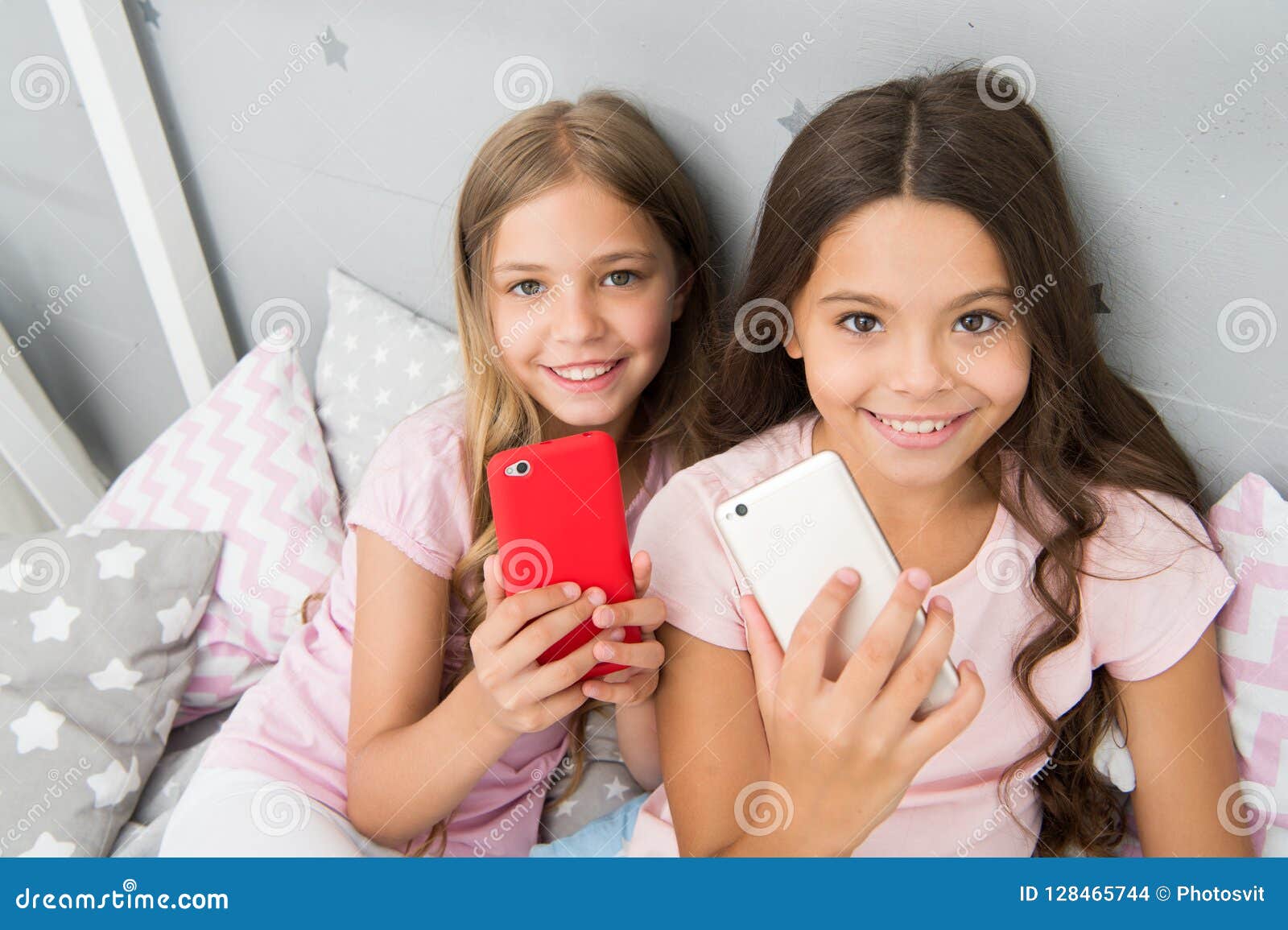 Explore Social Network. Kids Taking Selfie. Smartphone Application ...