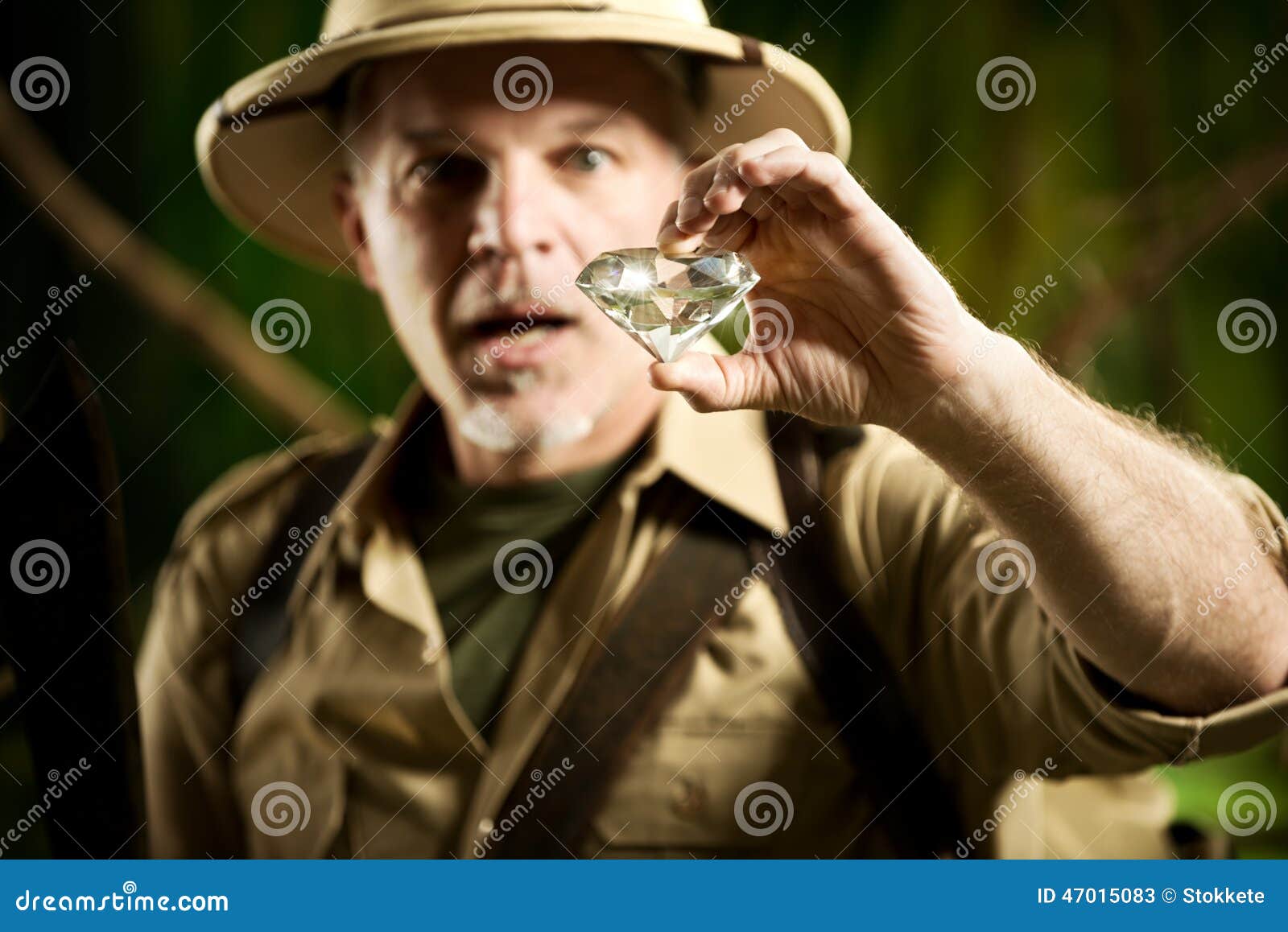 Explorer Finding A Precious Treasure In The Jungle RoyaltyFree Stock