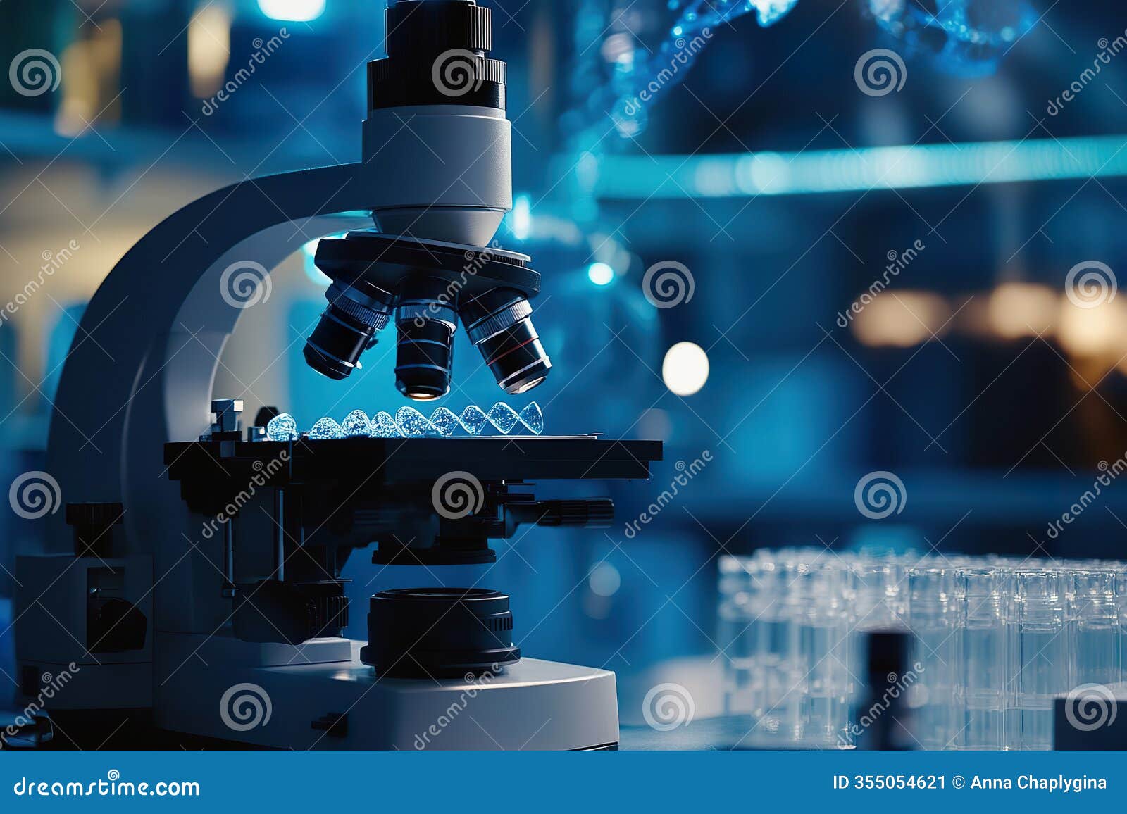 exploring dna samples with a microscope in a laboratory setting