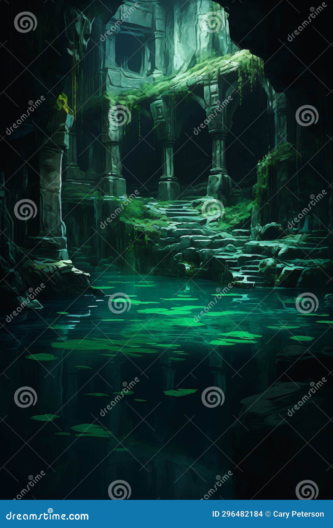 Exploring the Enchanting Depths: a Journey through the Cave Pool Stock 