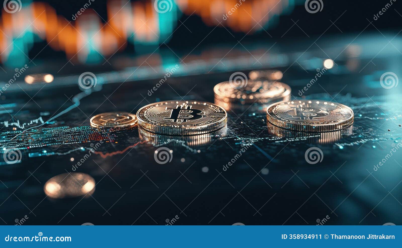 Exploring the Intersection of Time, Money, and the Future of Cryptocurrency  with Bitcoin in Focus Stock Illustration - Illustration of trends, money:  358934911