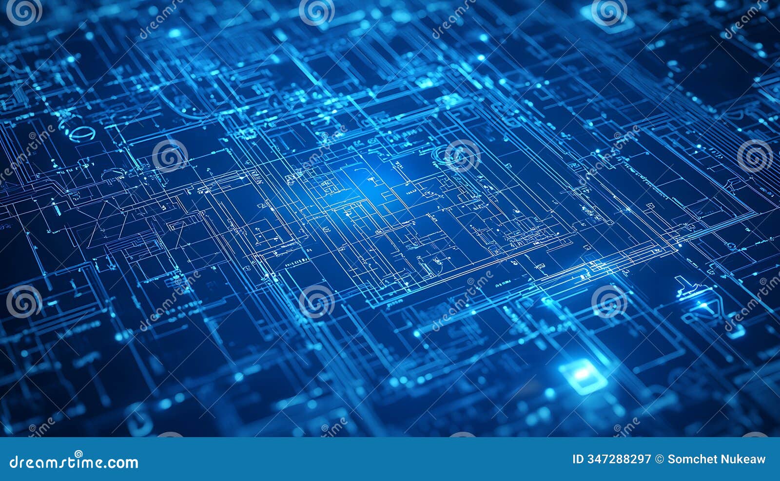 exploring the intricacies of abstract circuit board  on a blue background for innovative technology visualizations