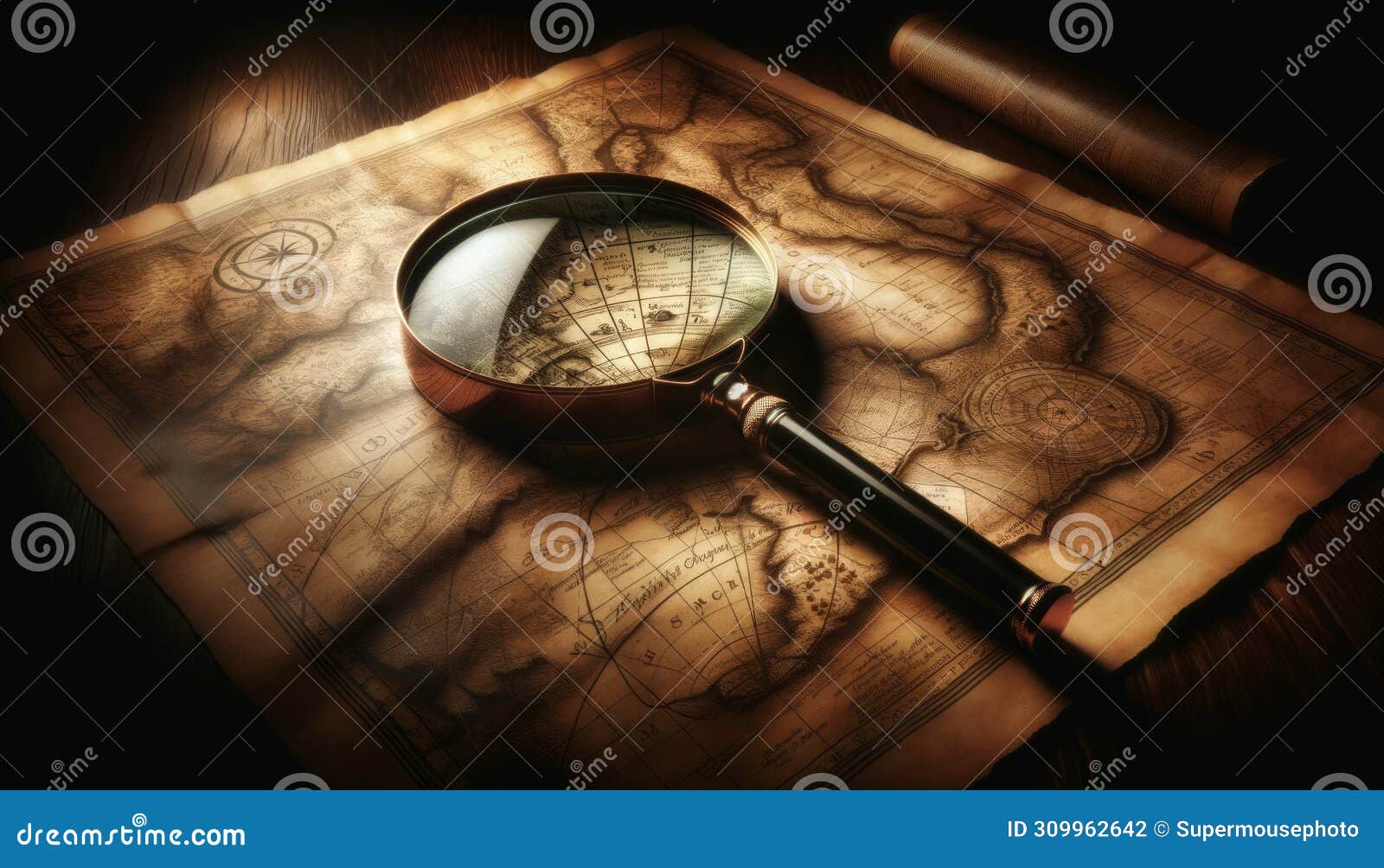 Exploring Uncharted Worlds: Magnifying Glass Unveiling Ancient Secrets 