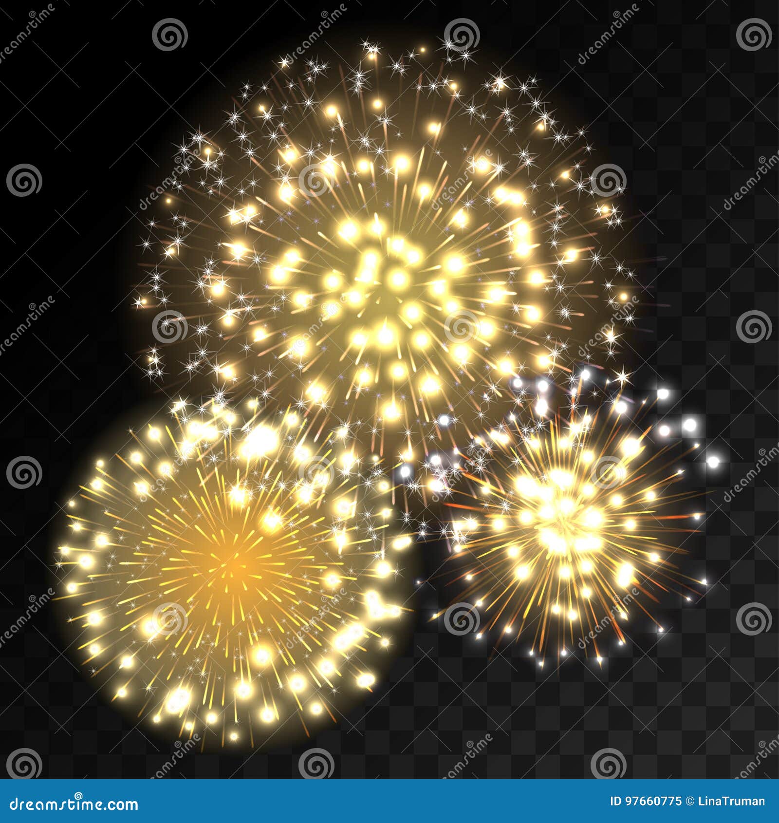 Vetores de Jogo De Fogos De Artifício Dourados Das Luzes