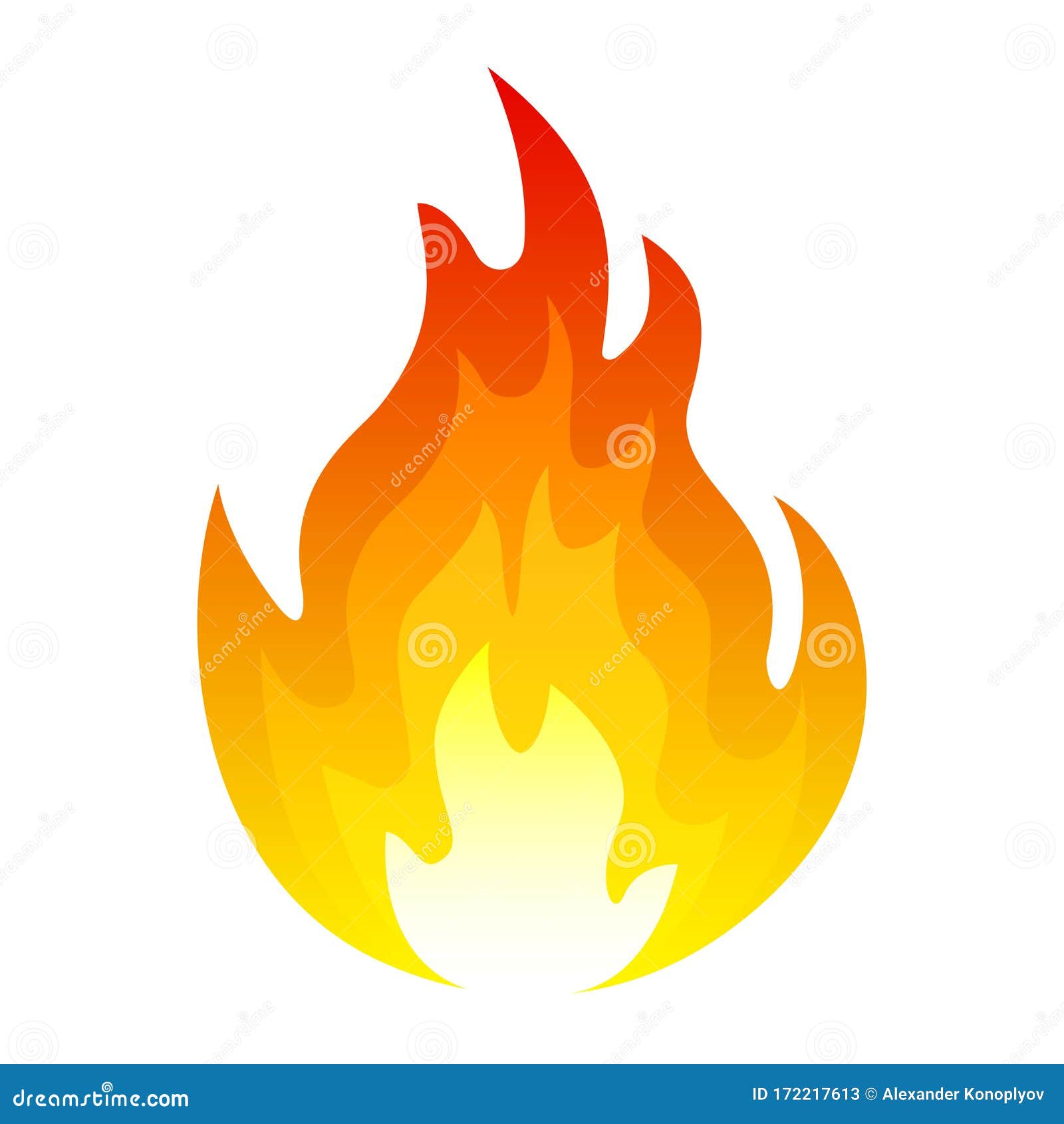 Ícone de chama de fogueira efeito de desenho animado de chama de fogo  isolado no fundo branco