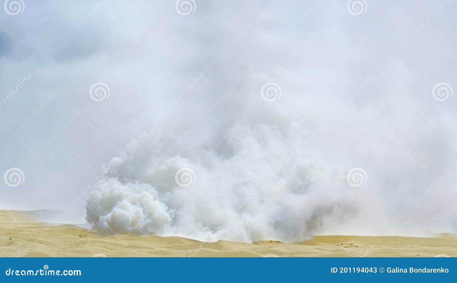 Explosion and Clouds of Smoke on the Sand Stock Image Image of site