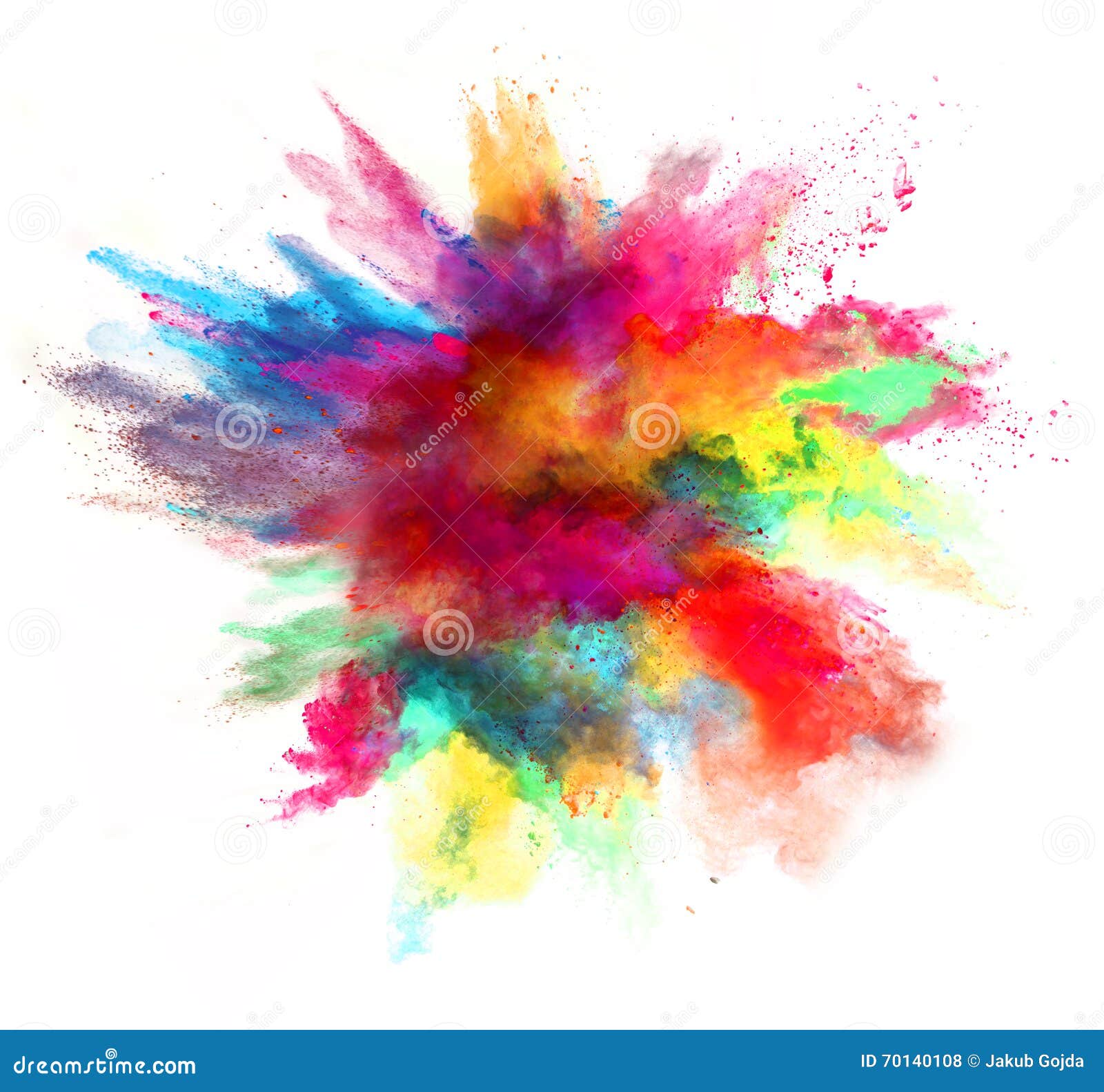 Explosion of Colored Powder on White Background Stock Photo Image of