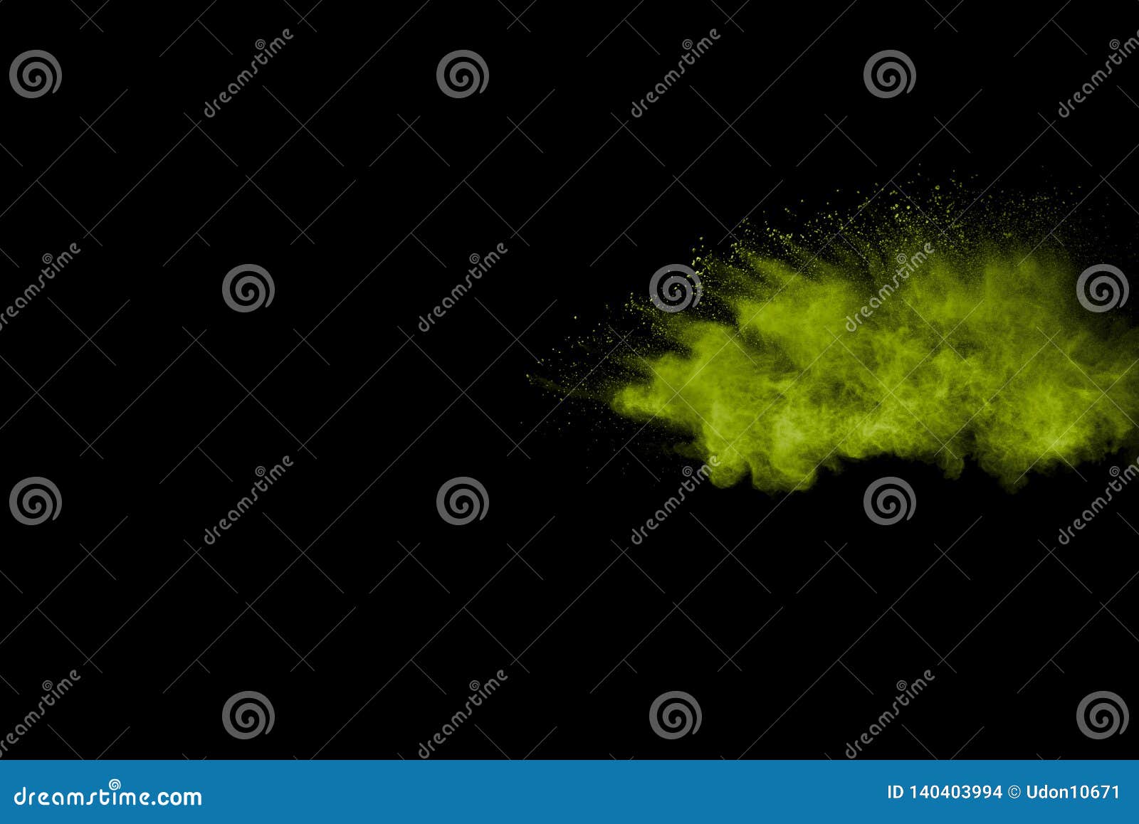 Explosion of Green Dust on Black Background. Stock Photo Image of
