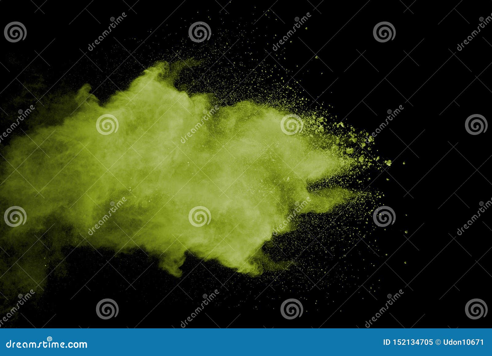 Explosion of Green Dust on Black Background Stock Image Image of