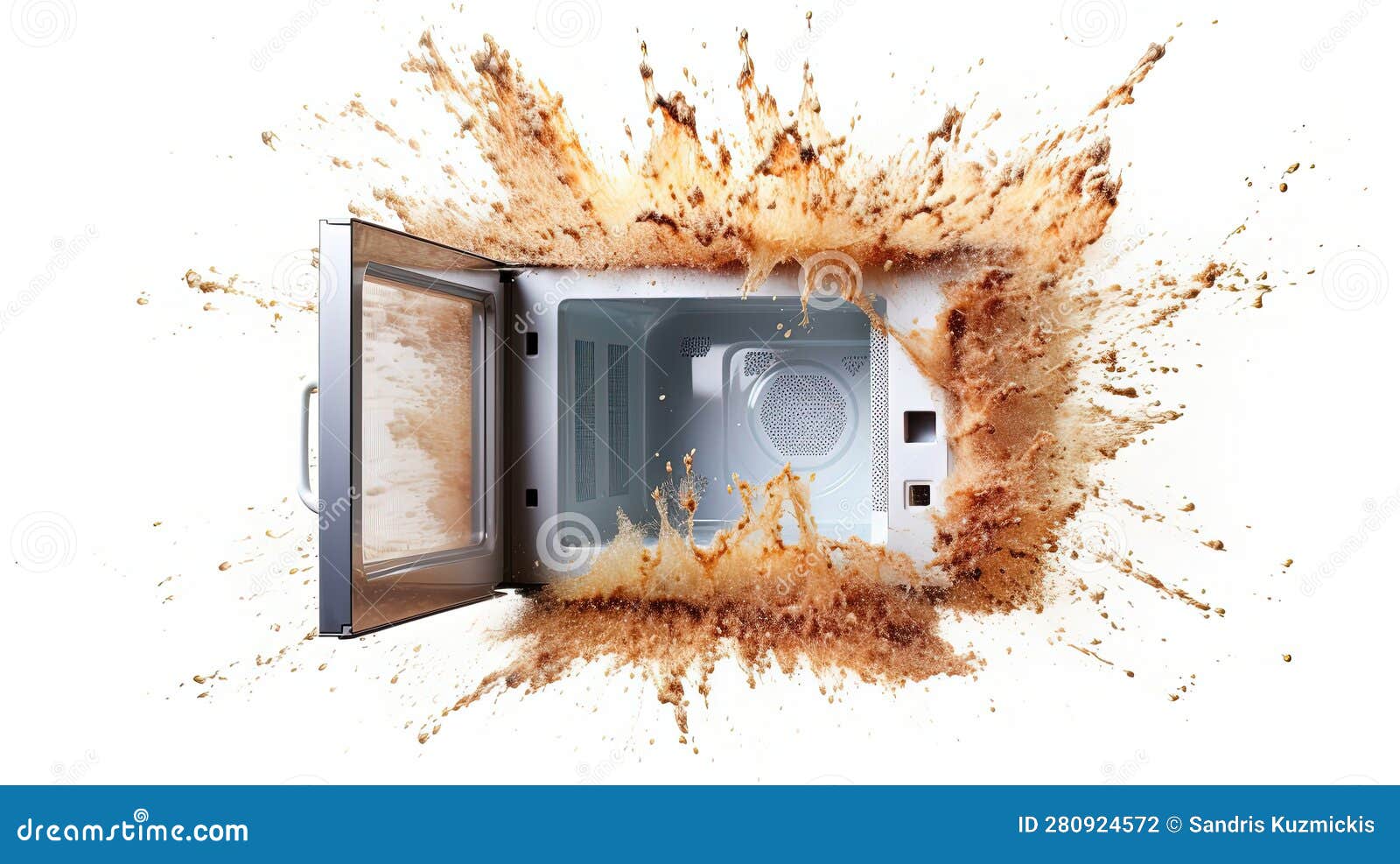 Explosion in the Microwave Oven. Generative AI Stock Illustration