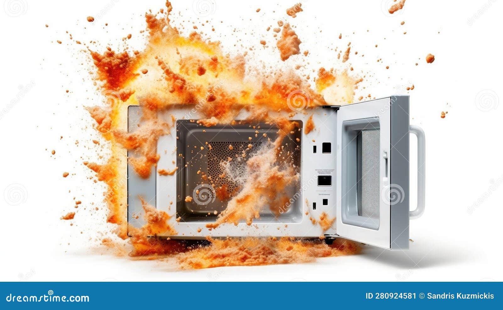 Explosion in the Microwave Oven. Generative AI Stock Illustration