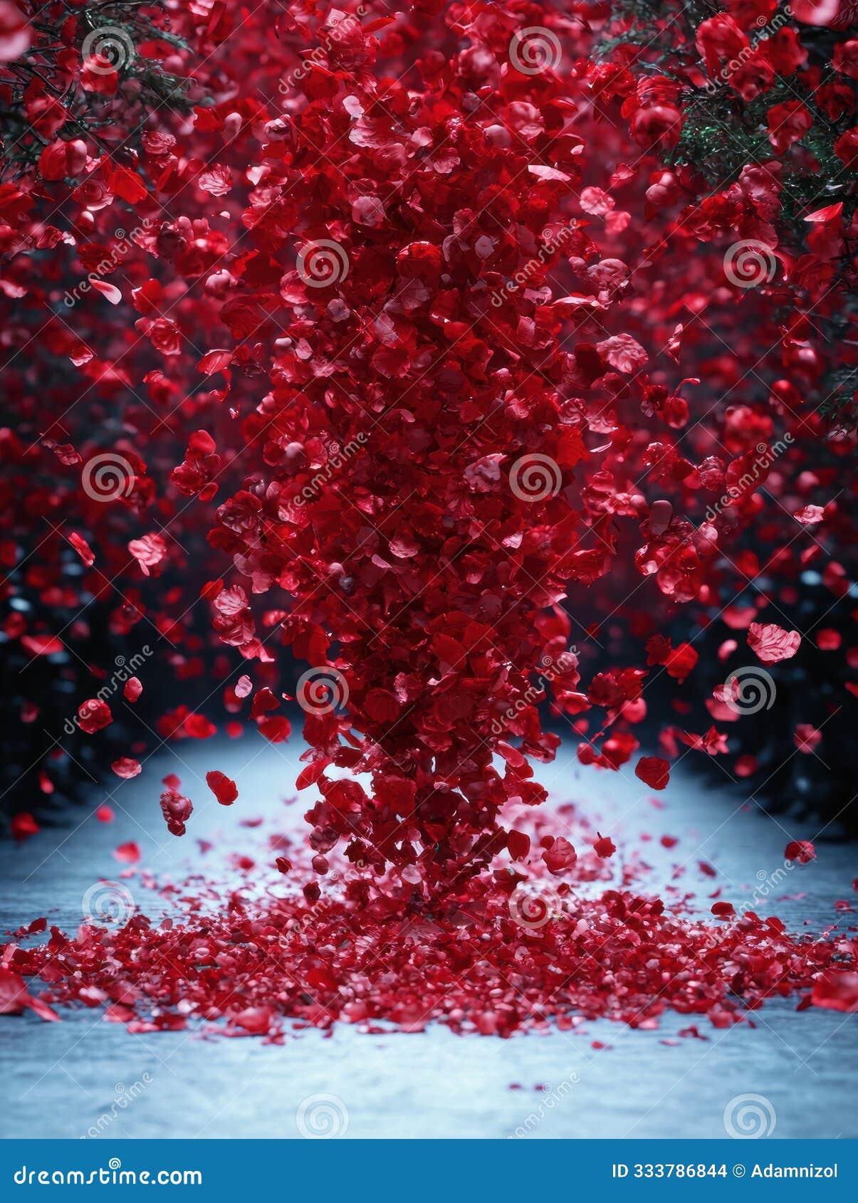 explosion of red crystal-like petals