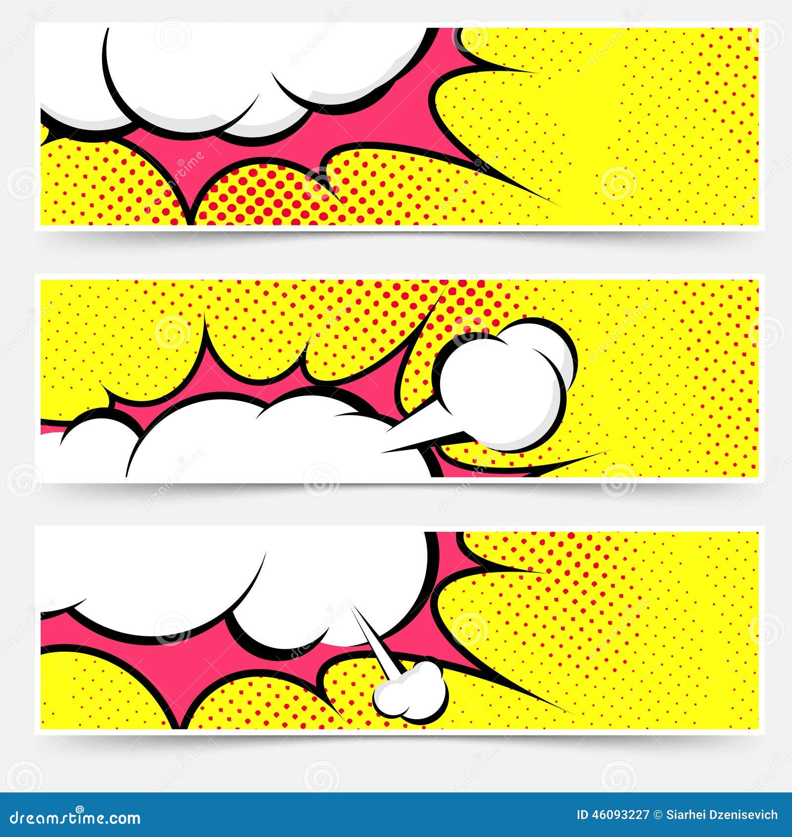 explosion steam bubble pop-art web header set