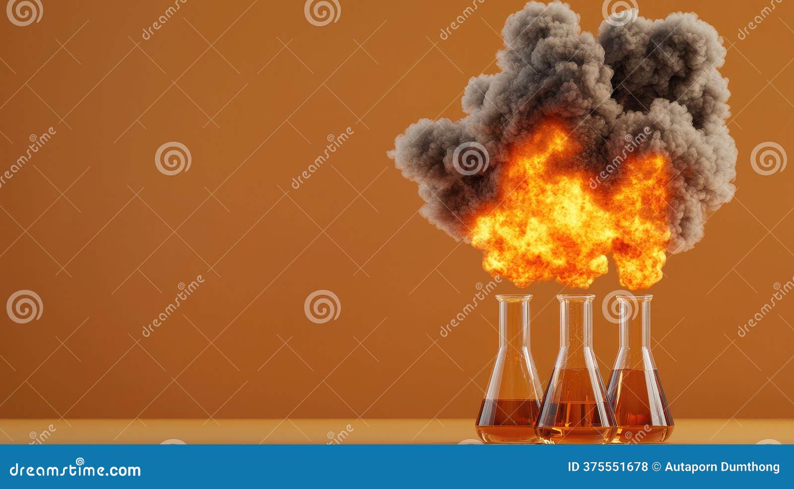 An Explosive Chemical Reaction in Laboratory Flasks Creates a Dramatic  Scene of Fire and Smoke Against a Warm Background Stock Illustration -  Illustration of chao, spillage: 375551678, image size:1600x987