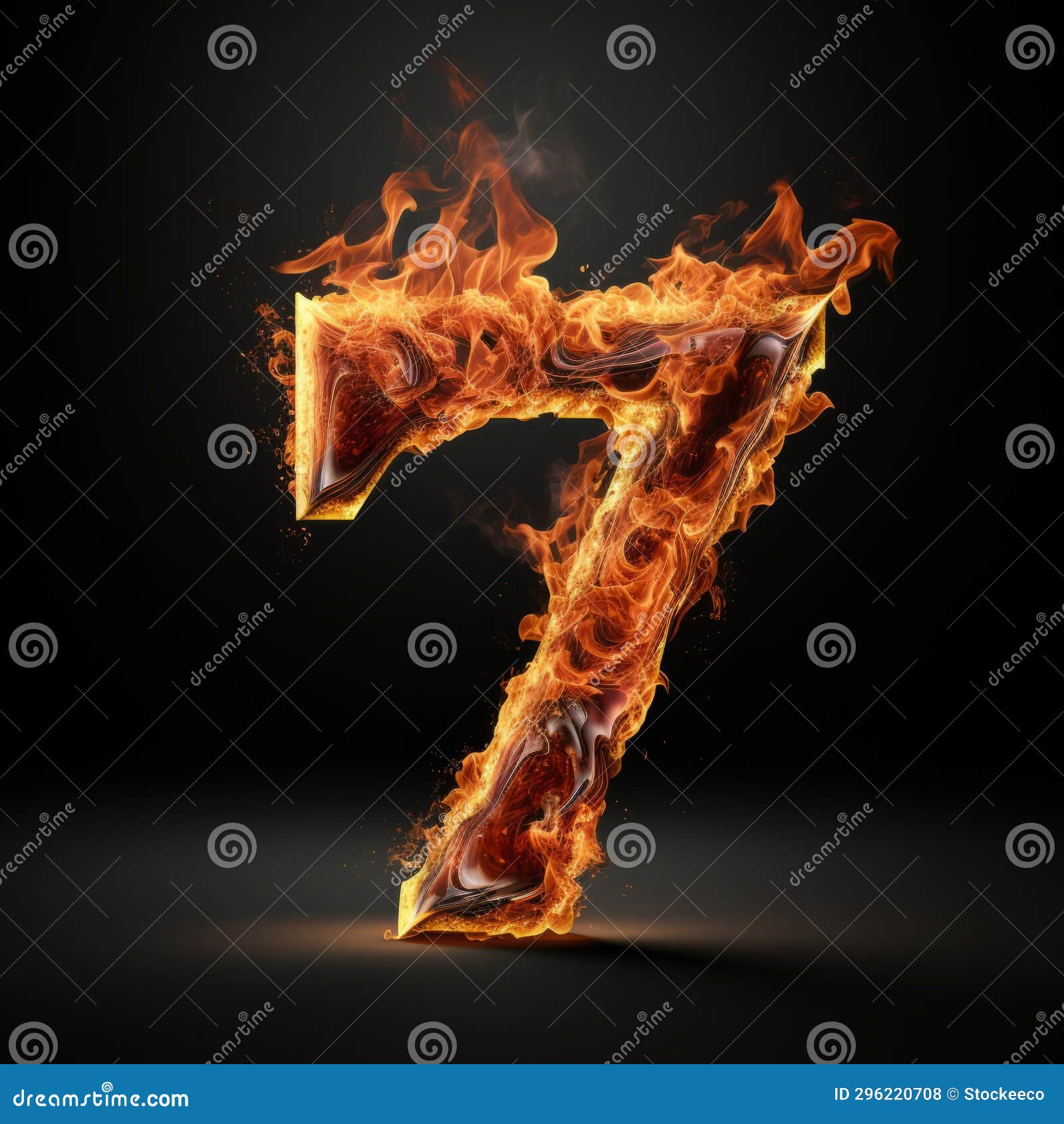explosive fire number 7 on dark background