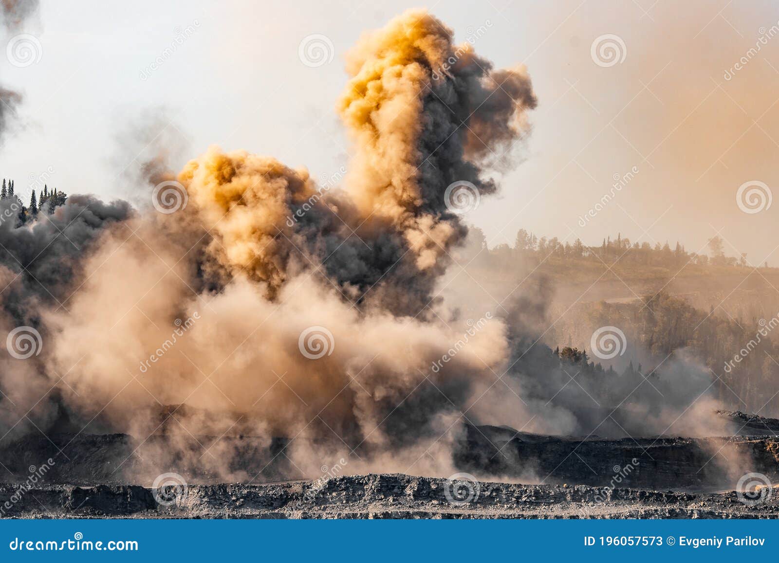 Explosive Works on Open Pit Coal Mine Industry Stock Image Image of