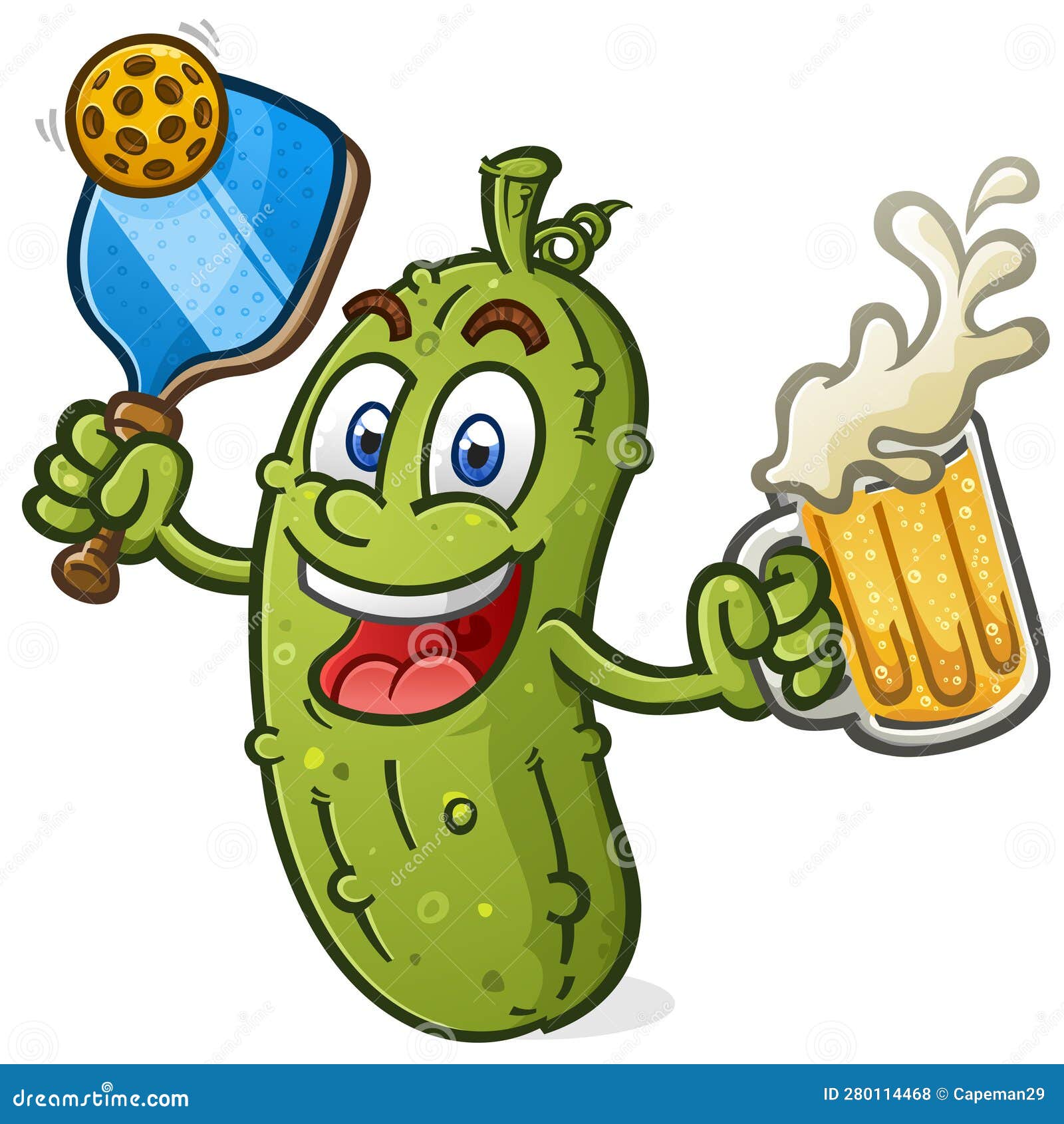 Pickle Character Playing Pickleball And Drinking Beer Stock Vector pickle-character-playing-pickleball-and-drinking-beer-stock-vector