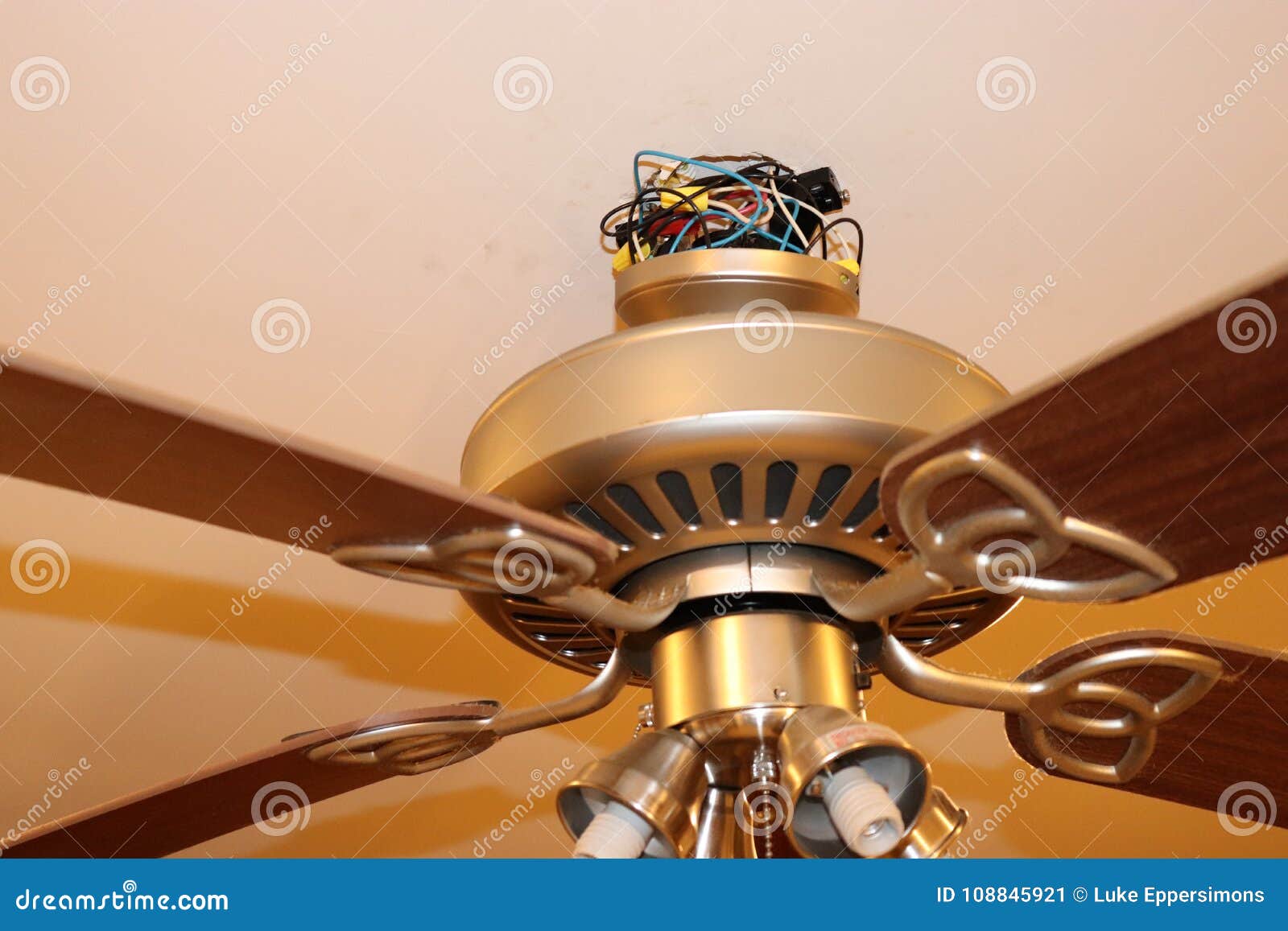 Exposed Ceiling Fan Wires Closeup Stock Image Image Of Hanging