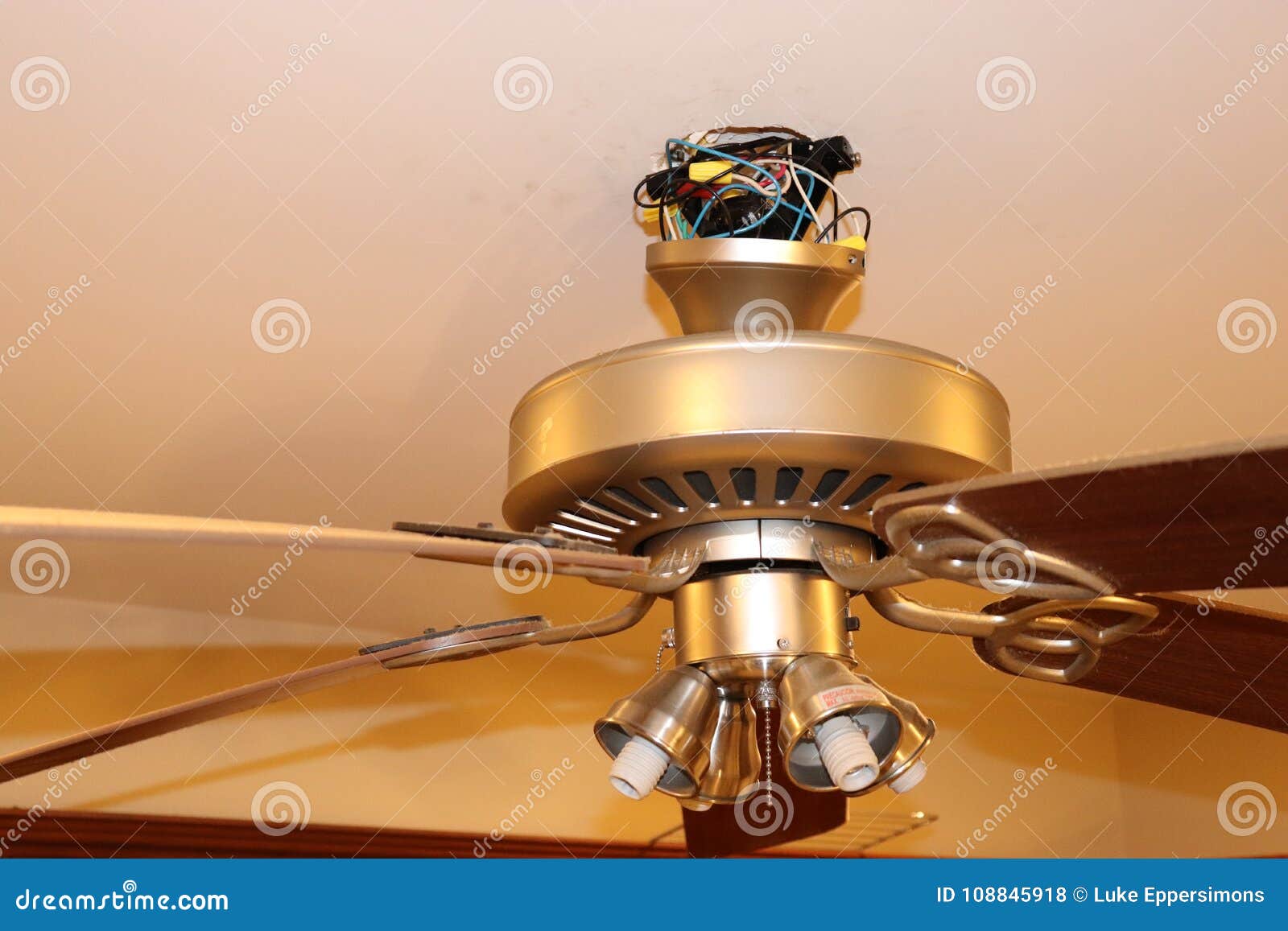 Exposed Ceiling Fan Wires Stock Photo Image Of Hole 108845918