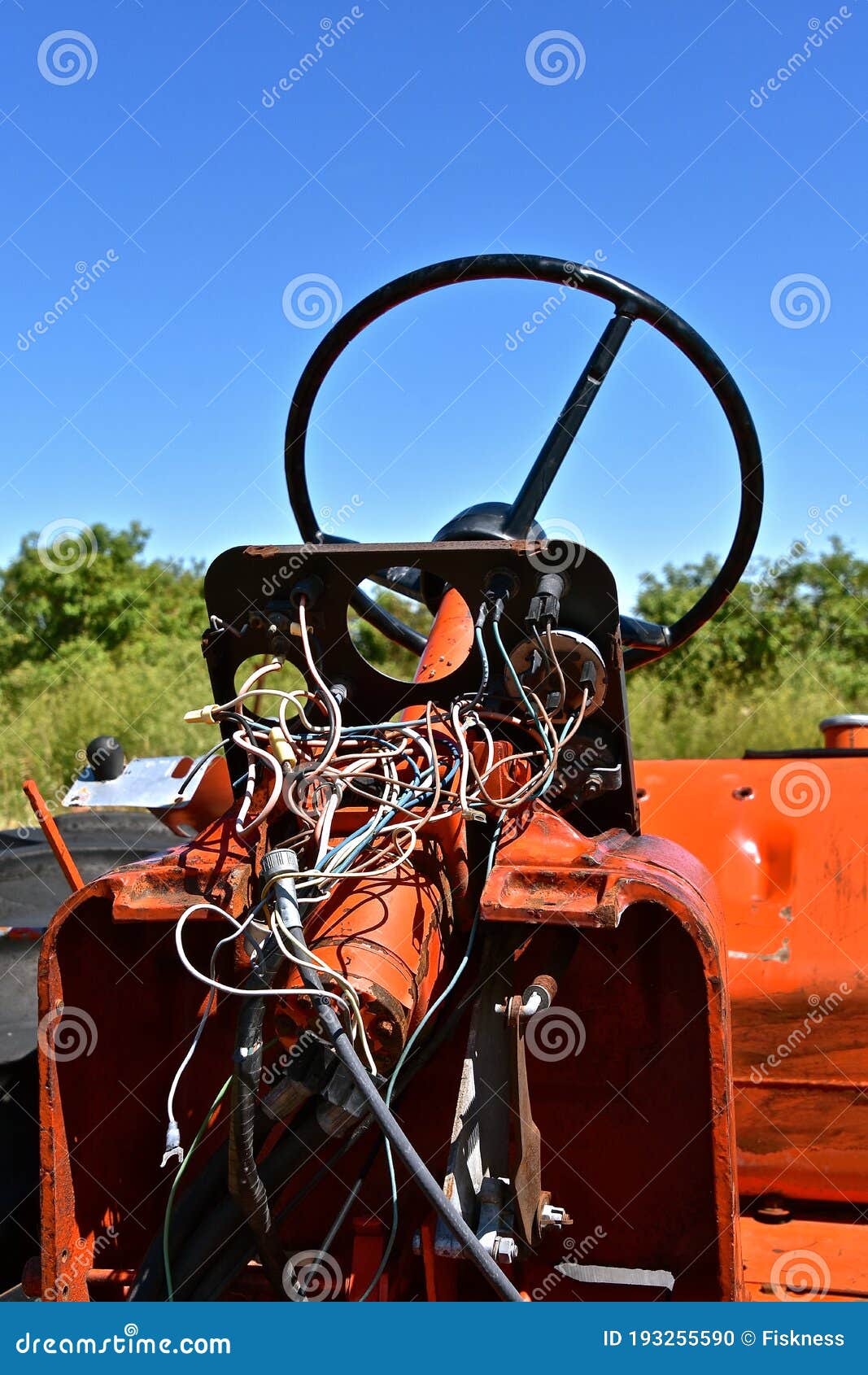 Electrical Wiring of a Steering Column on an Old Tractor Stock Photo